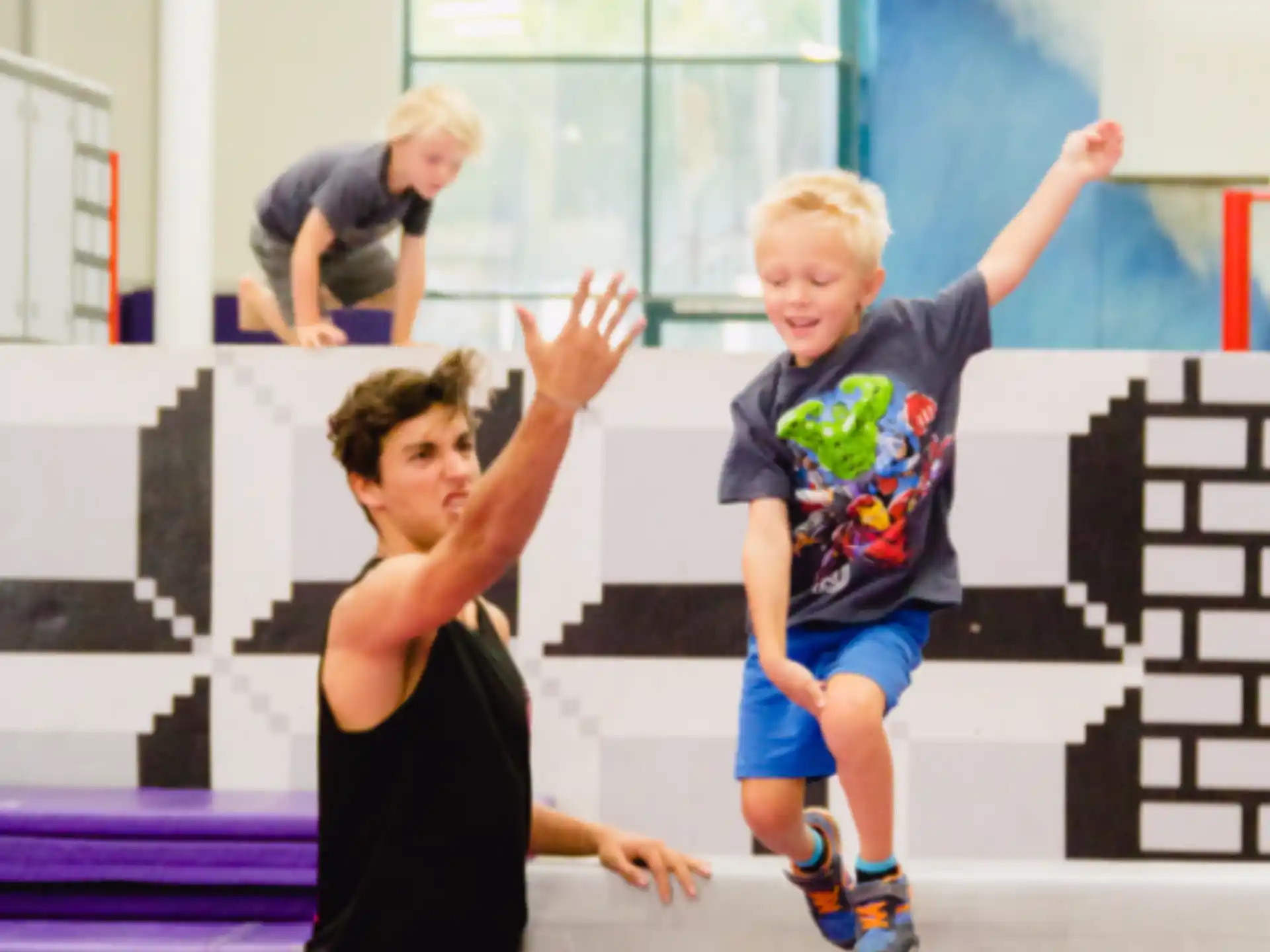 a group of people jumping