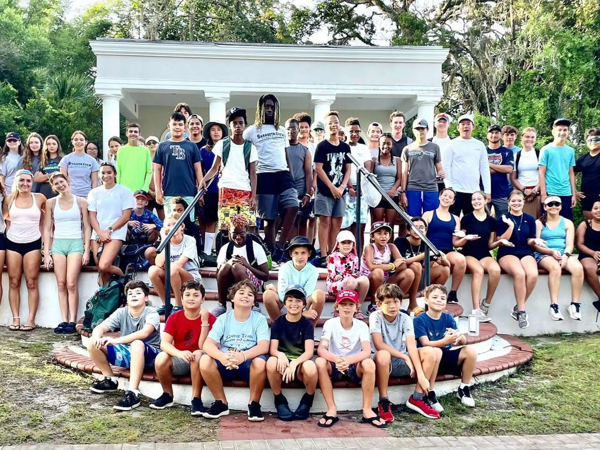 a group of people posing for a photo