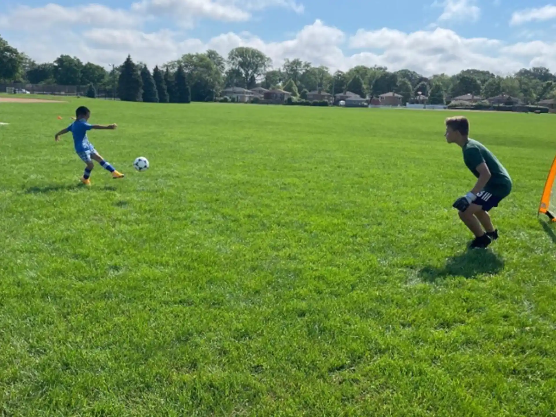 a couple of kids playing football