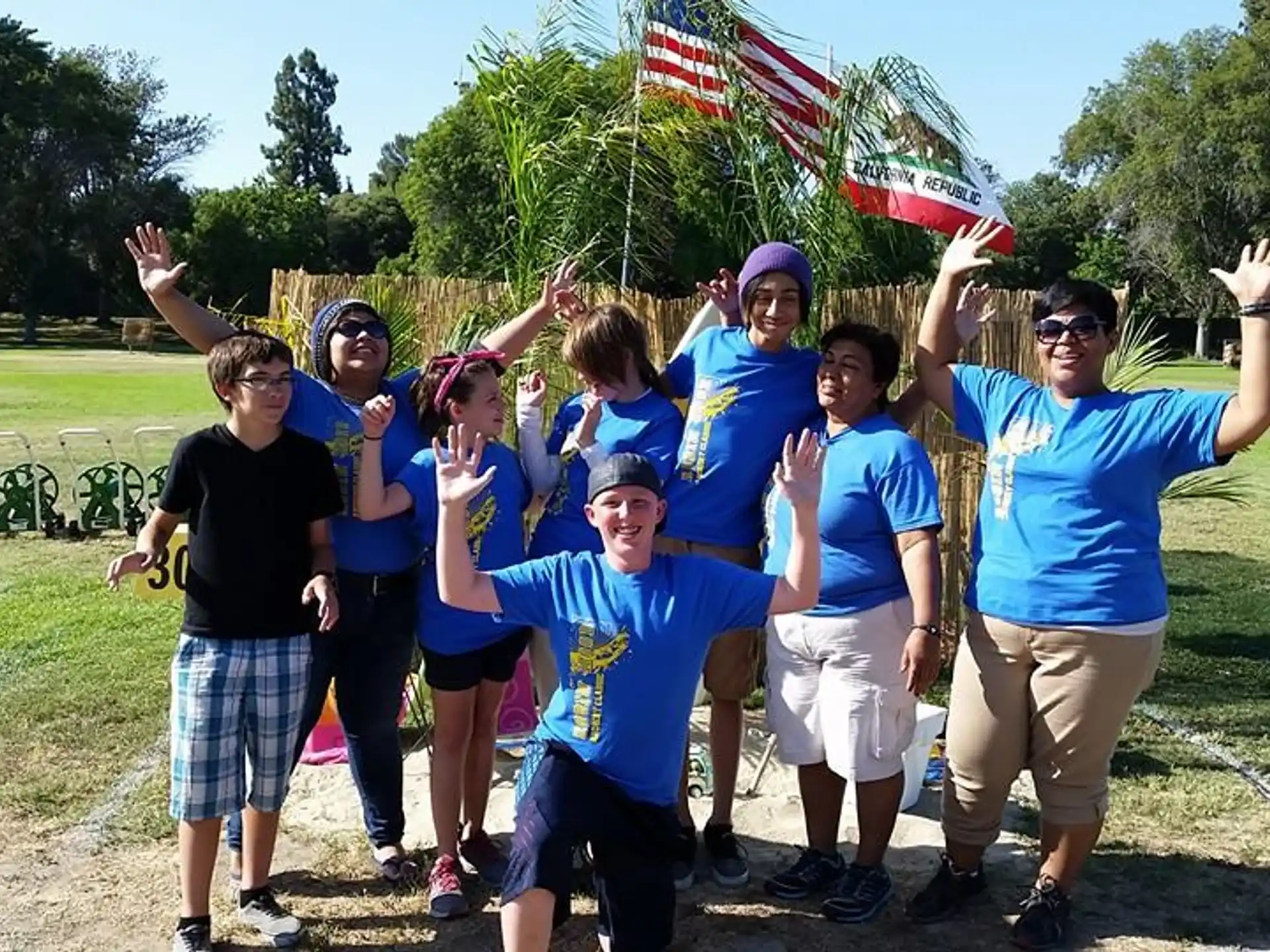 a group of people posing for a photo