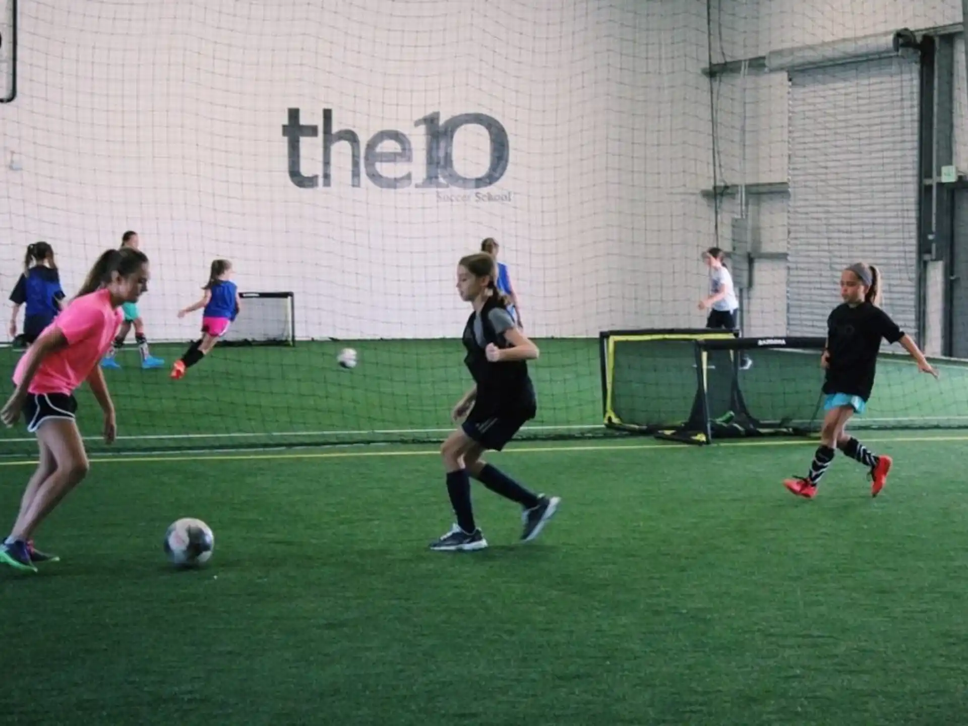 a group of people playing football