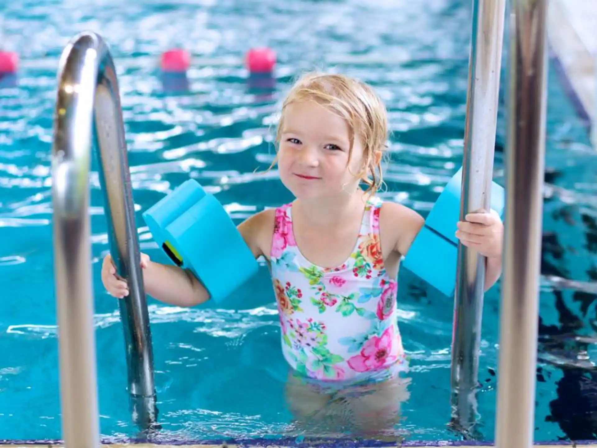 a girl in a pool
