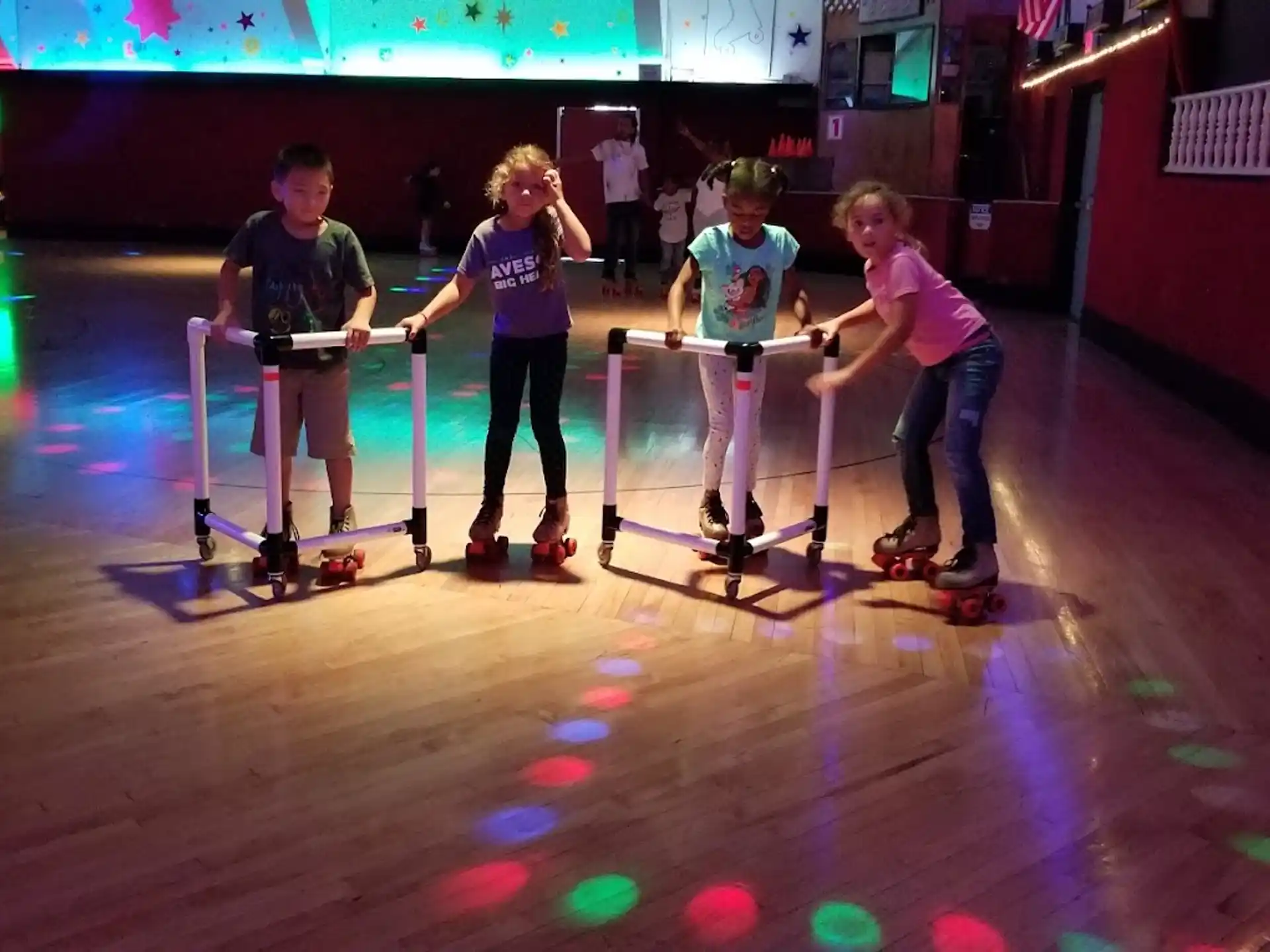 a group of people on roller blades