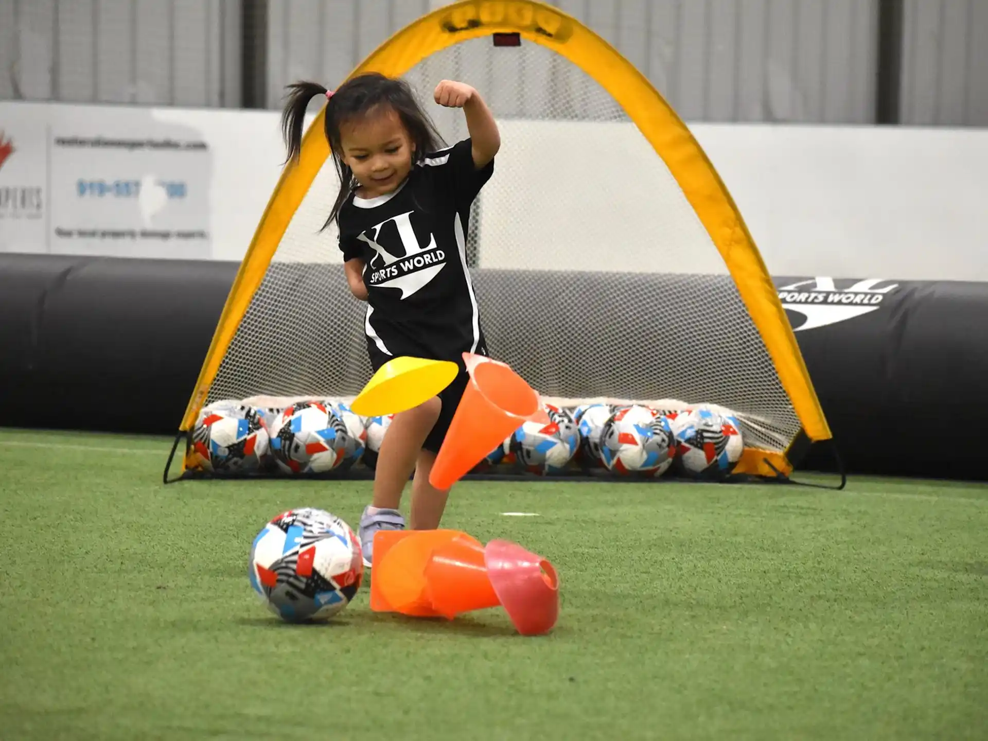 a girl playing football