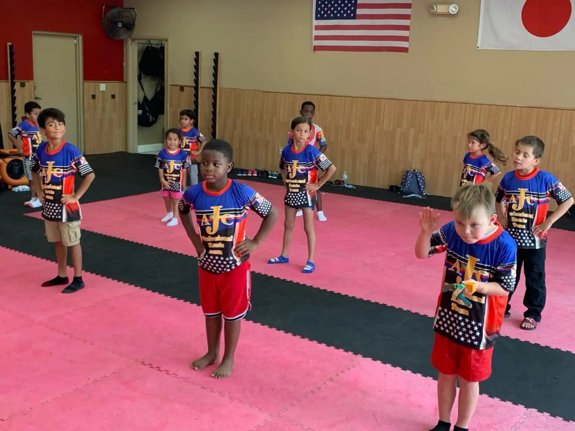 a group of children in a gym