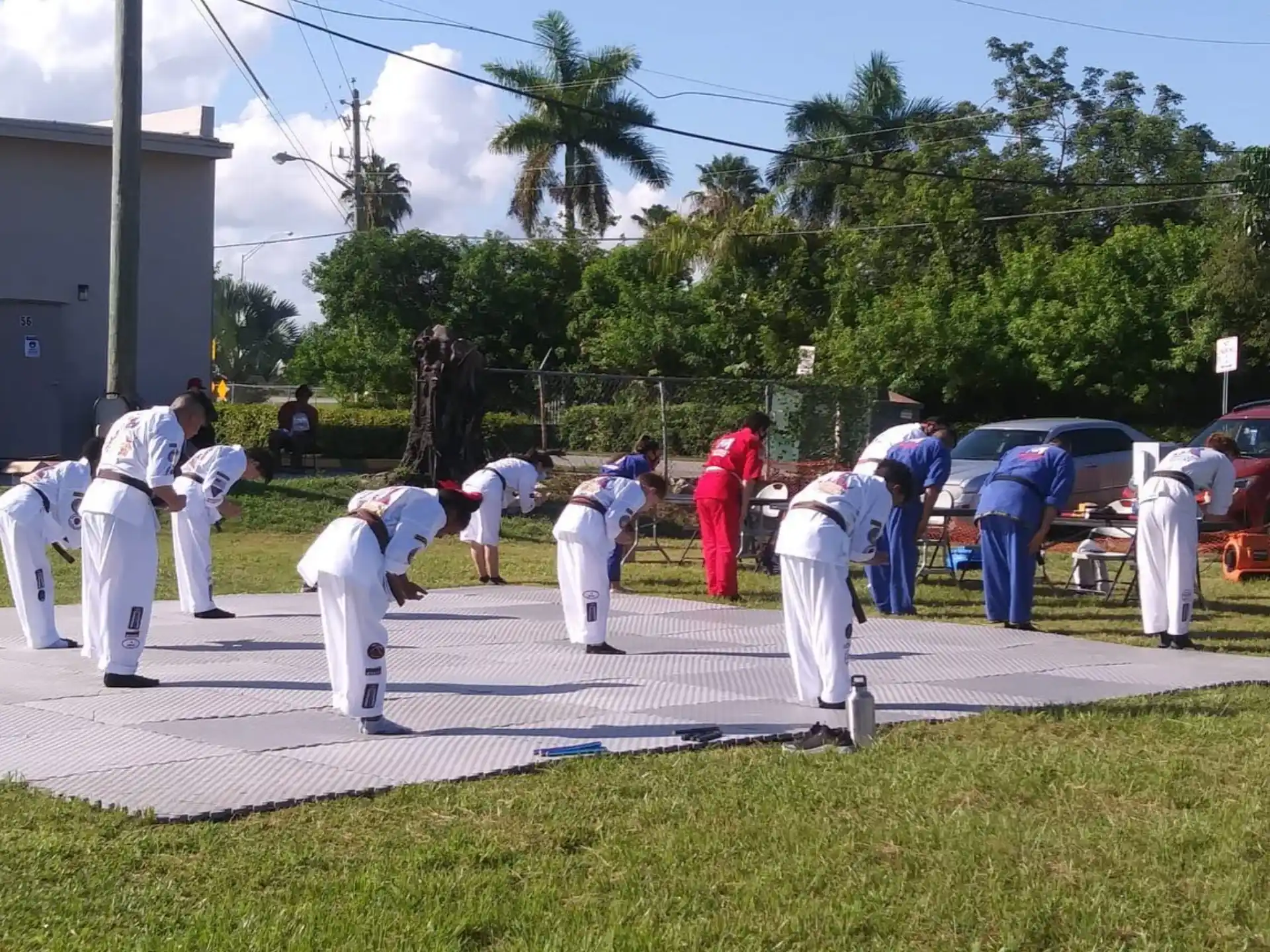a group of people practicing martial arts