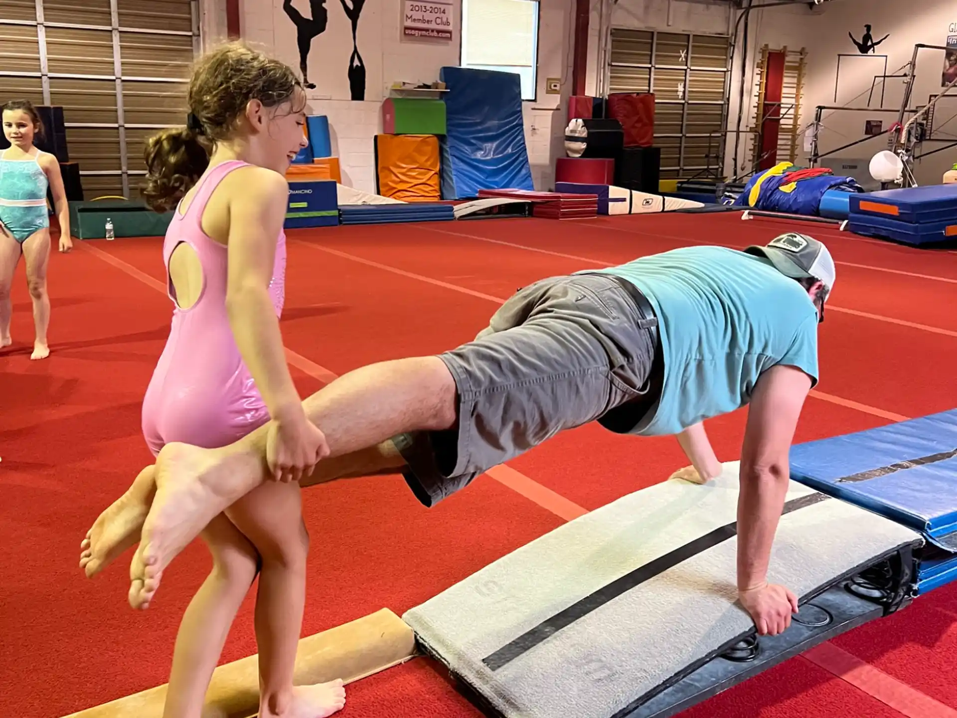 a couple of women doing yoga