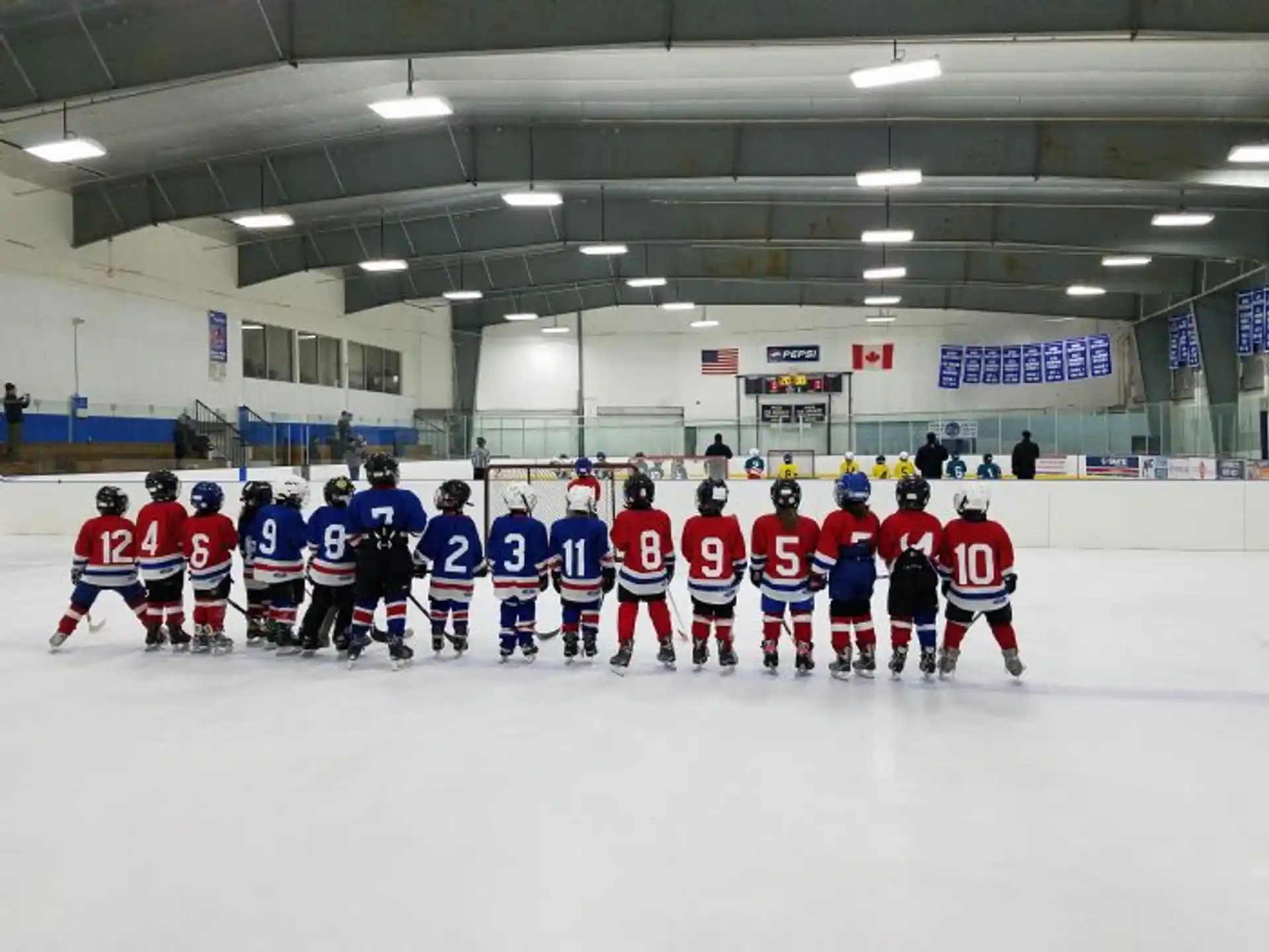 a group of people in hockey uniforms