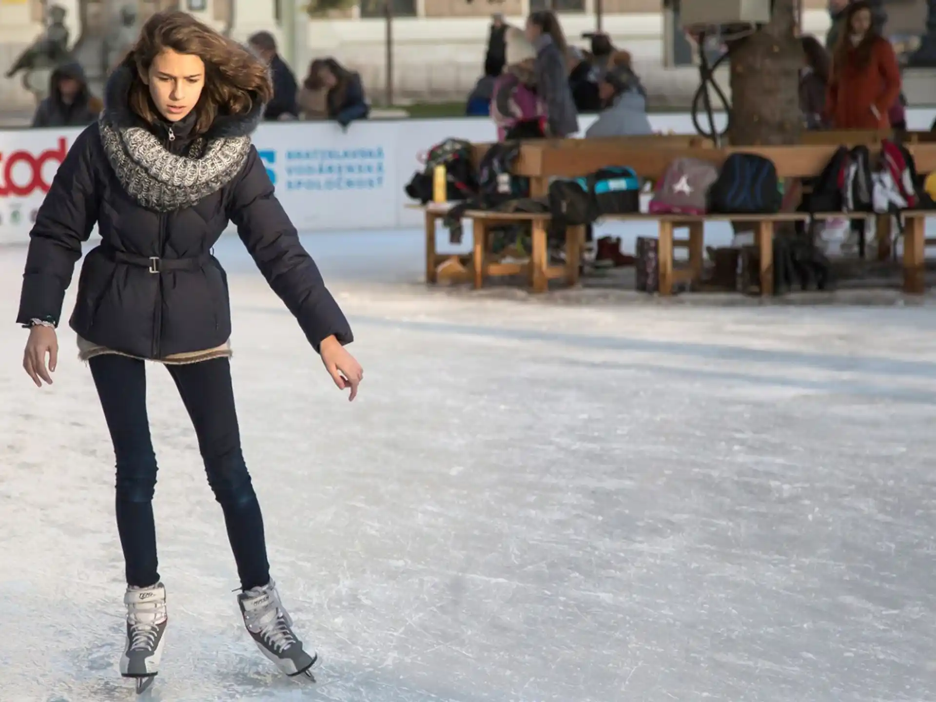 a woman wearing ice skates