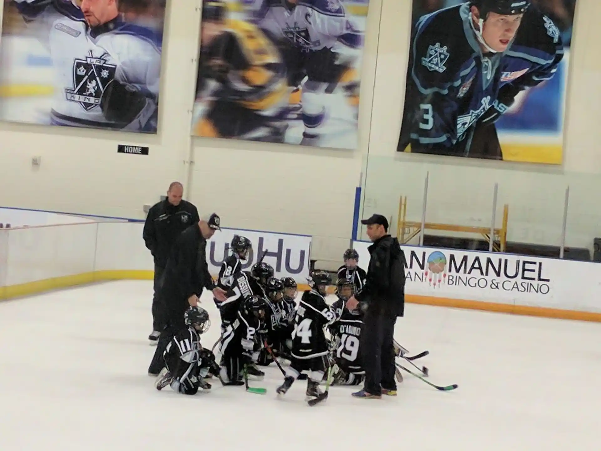 a group of people on a hockey rink