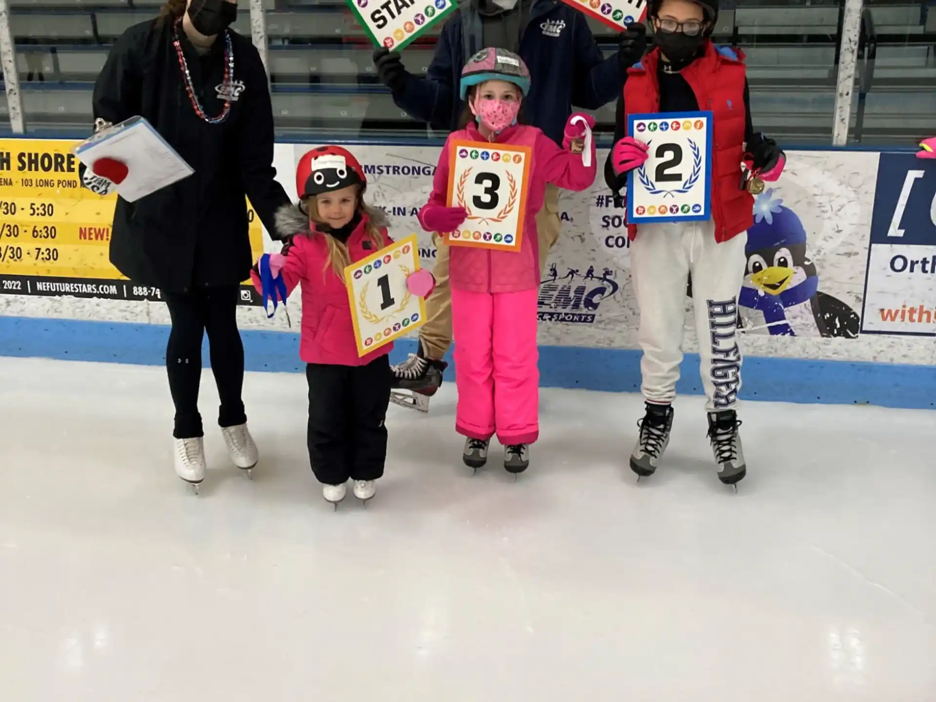 a group of people on ice