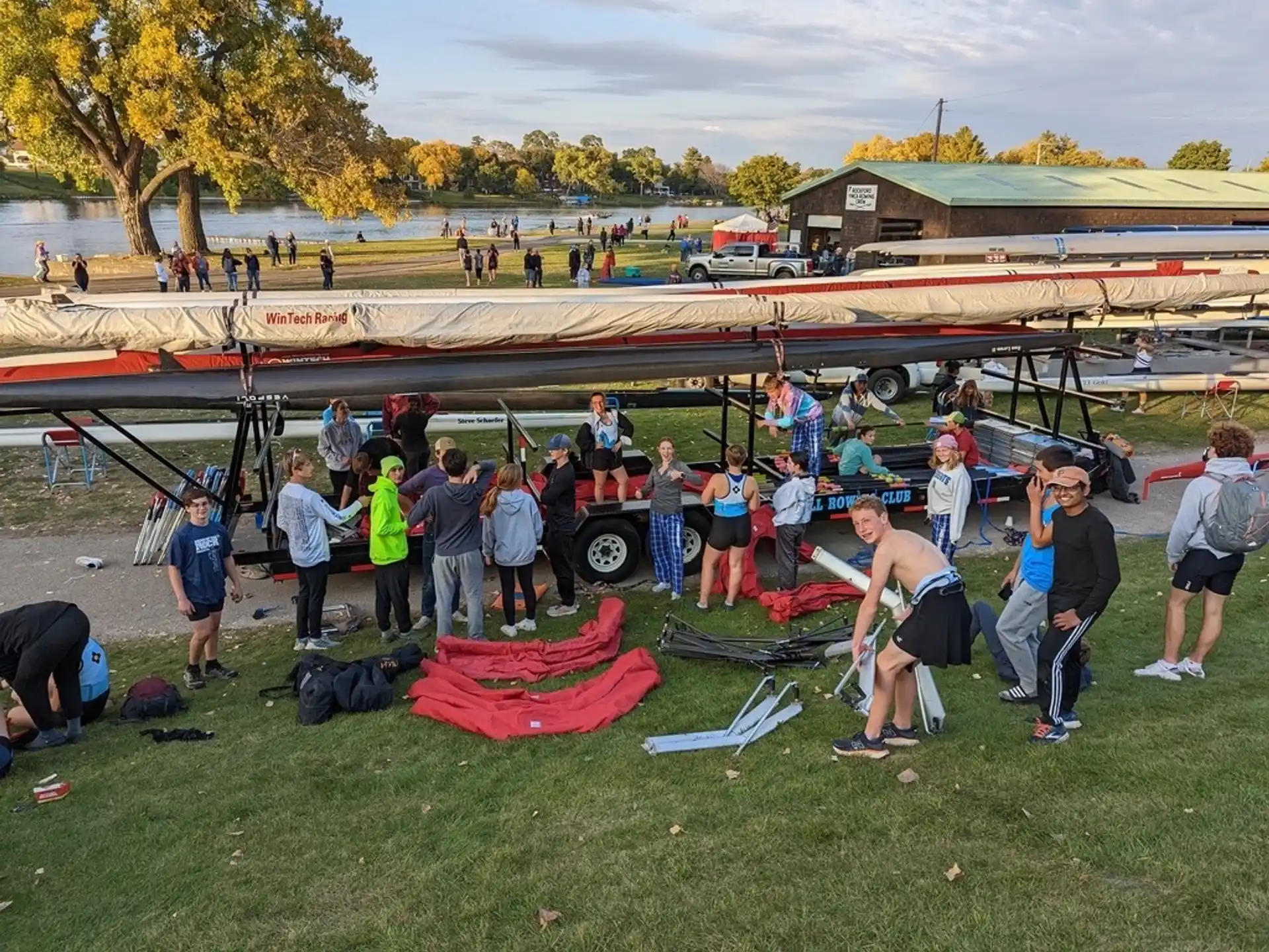a group of people working on a boat