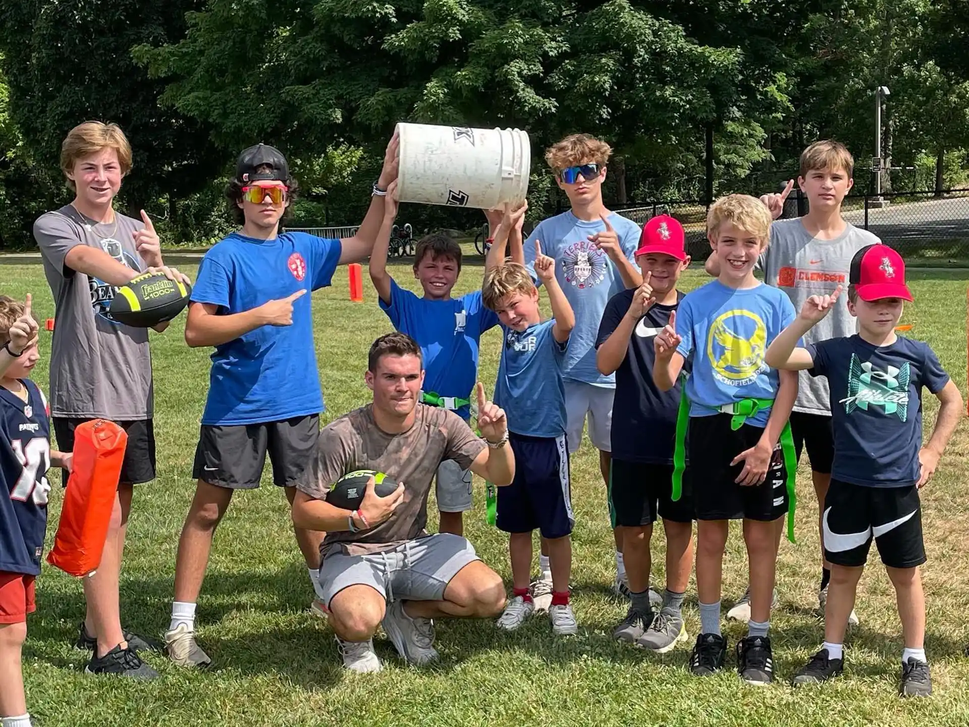 a group of kids posing for a photo