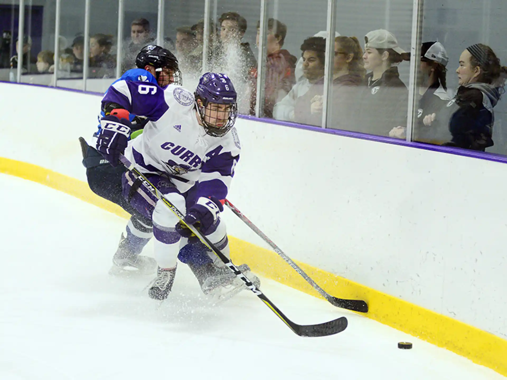 a couple of hockey players on ice