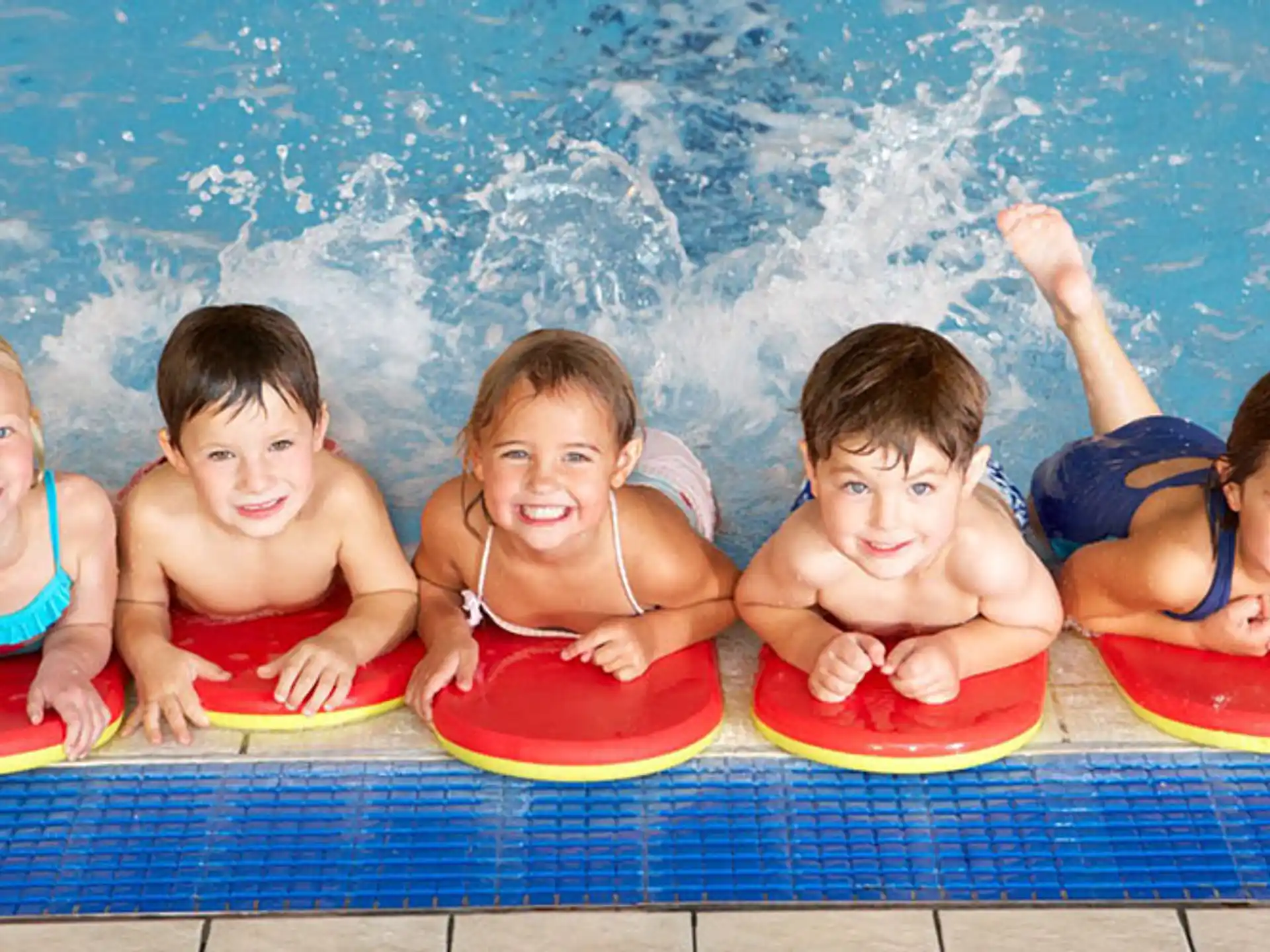 a group of kids in a pool