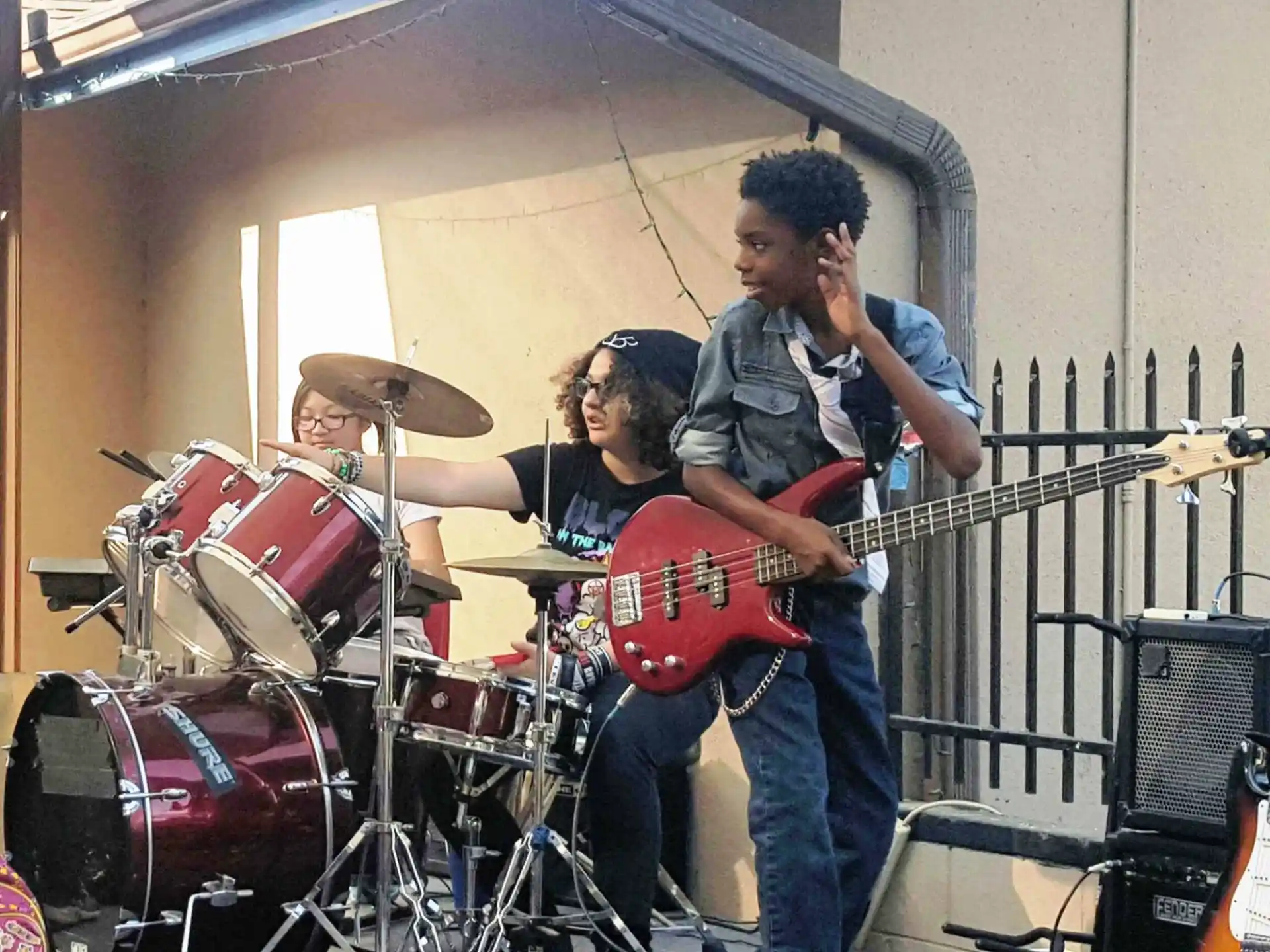 a group of people playing instruments