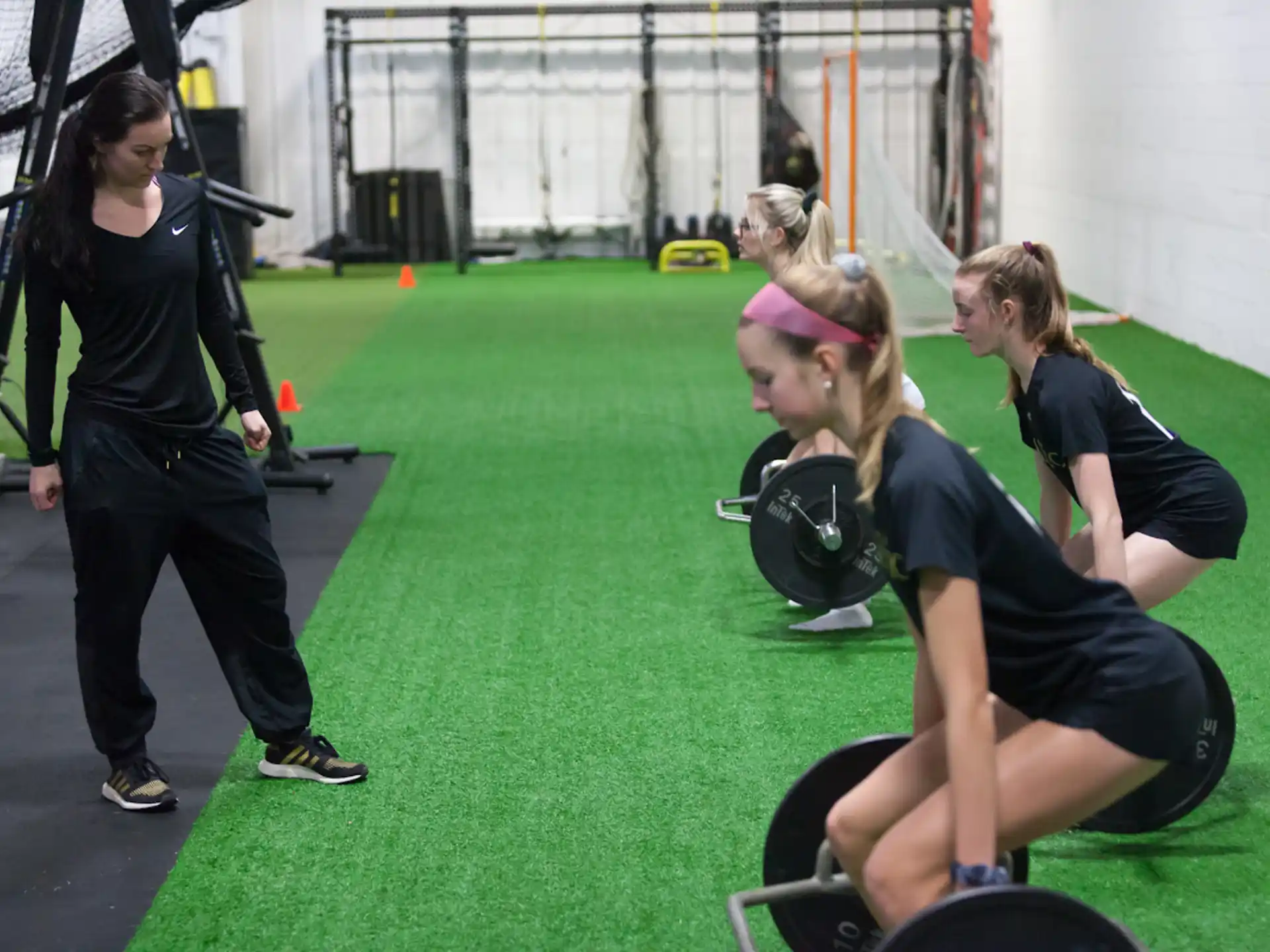 a group of women exercising