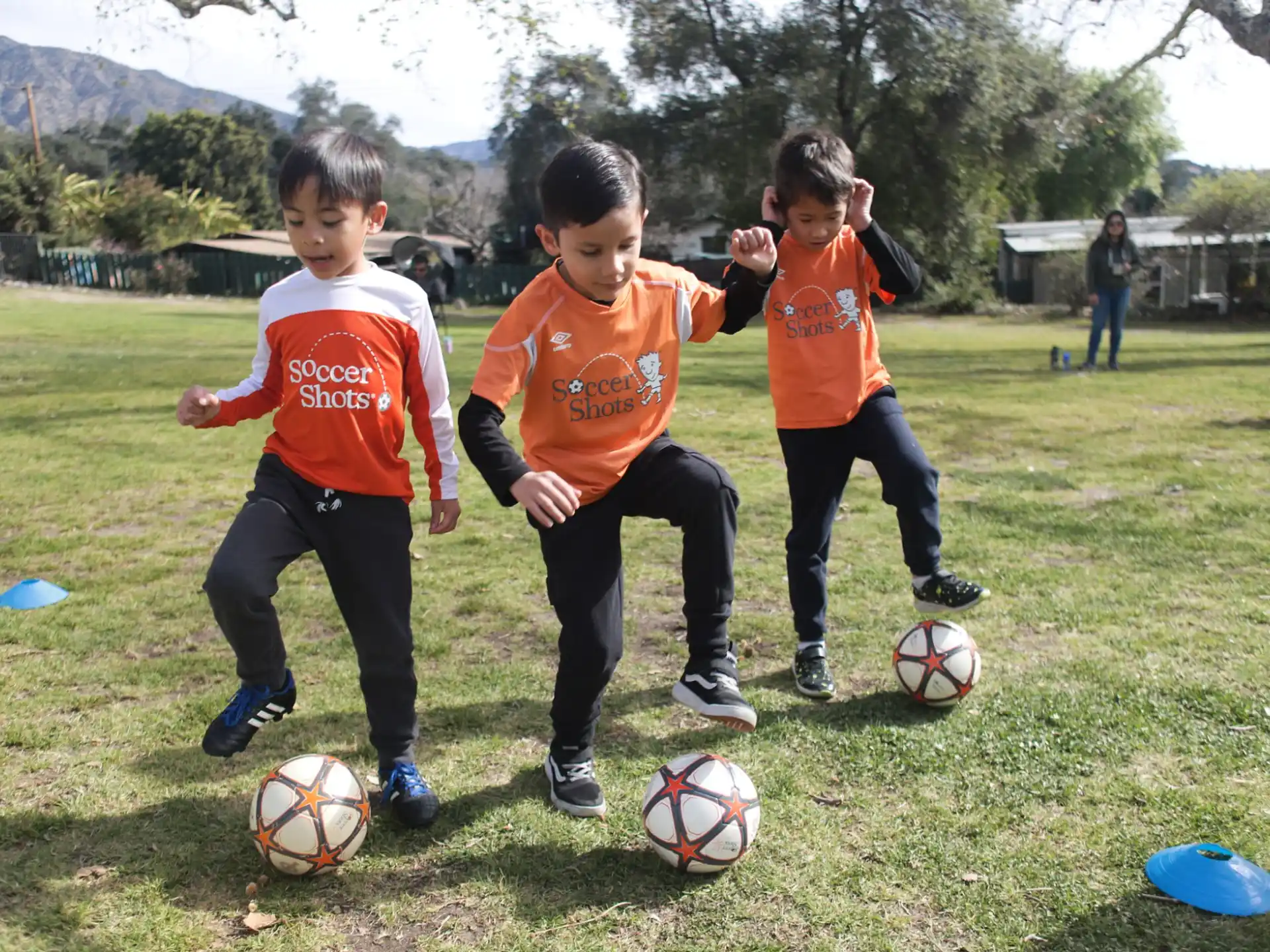 a group of boys playing football