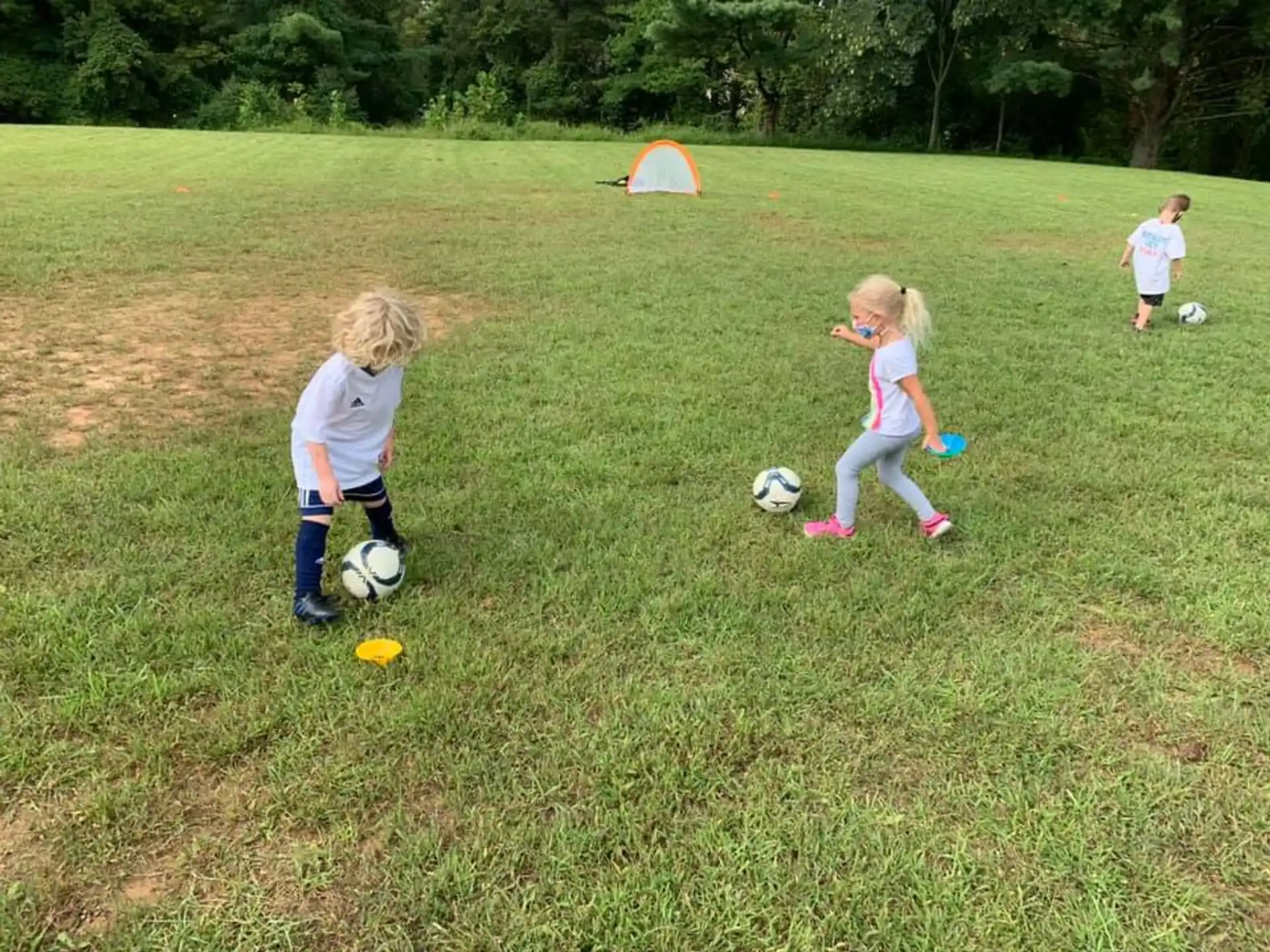 kids playing with football balls