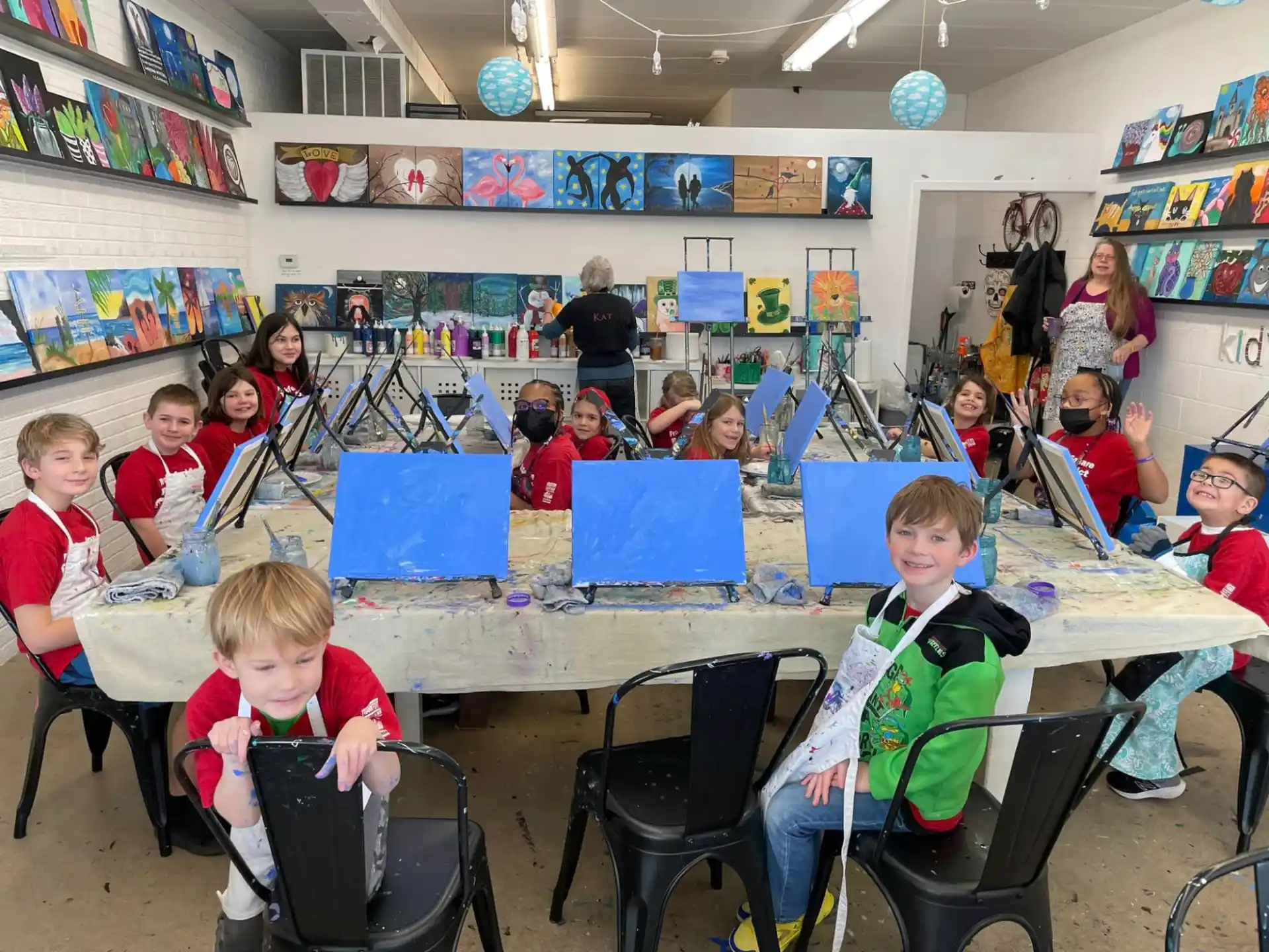 a group of children in a classroom