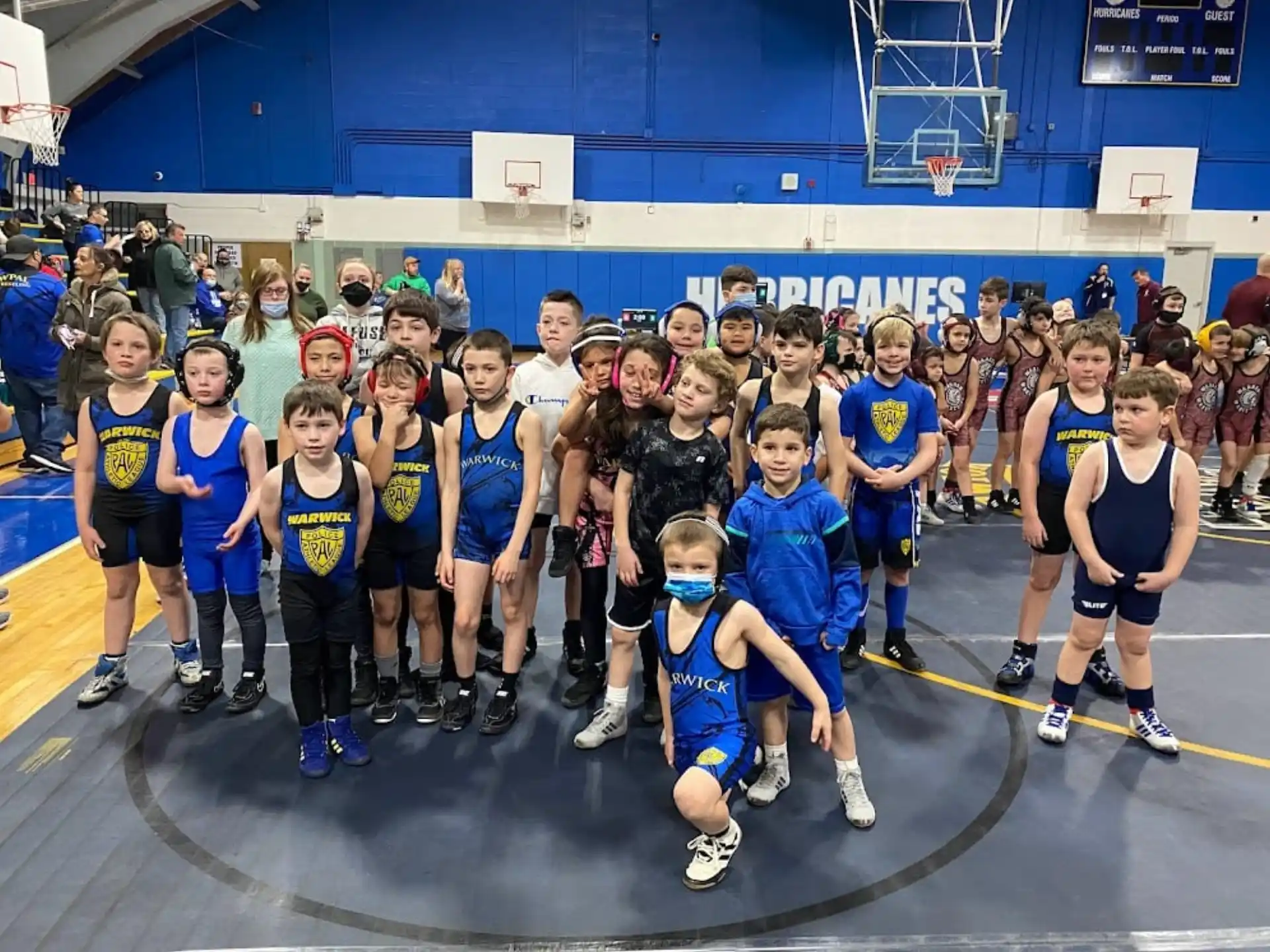 a group of girls in a gym