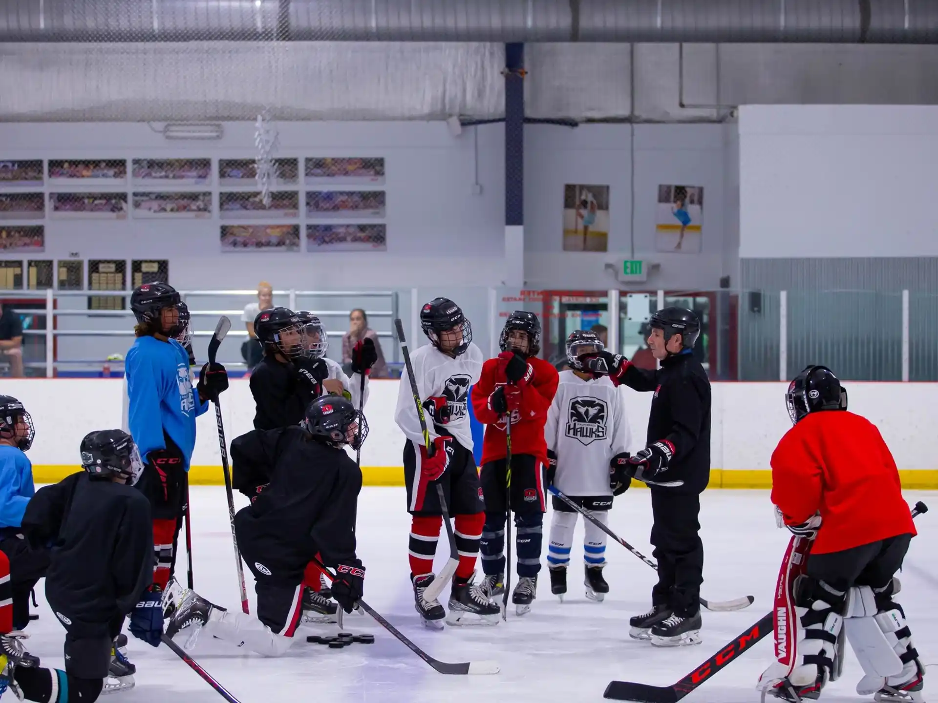 a group of people in hockey uniforms