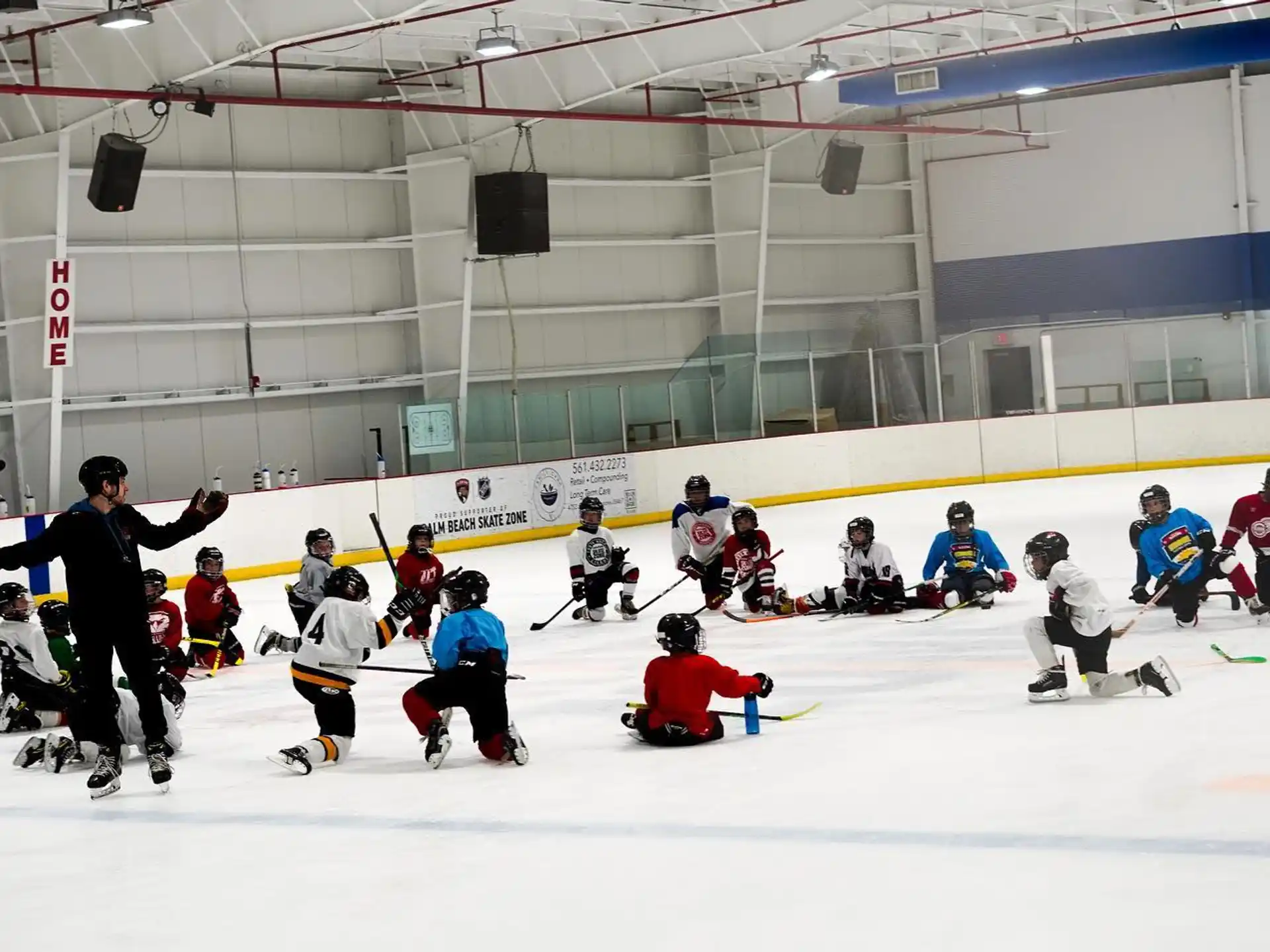 a group of people on ice