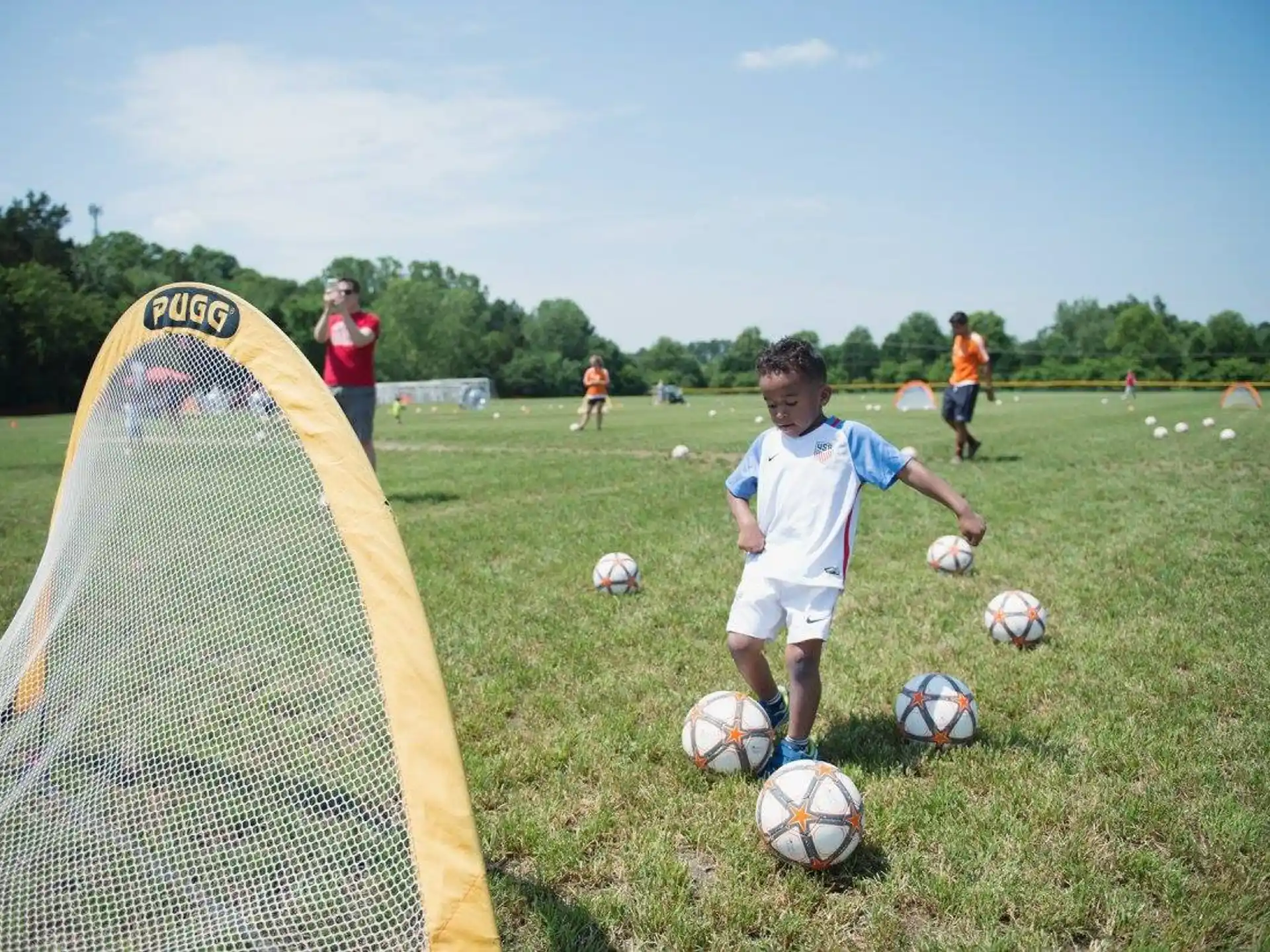 a boy playing football