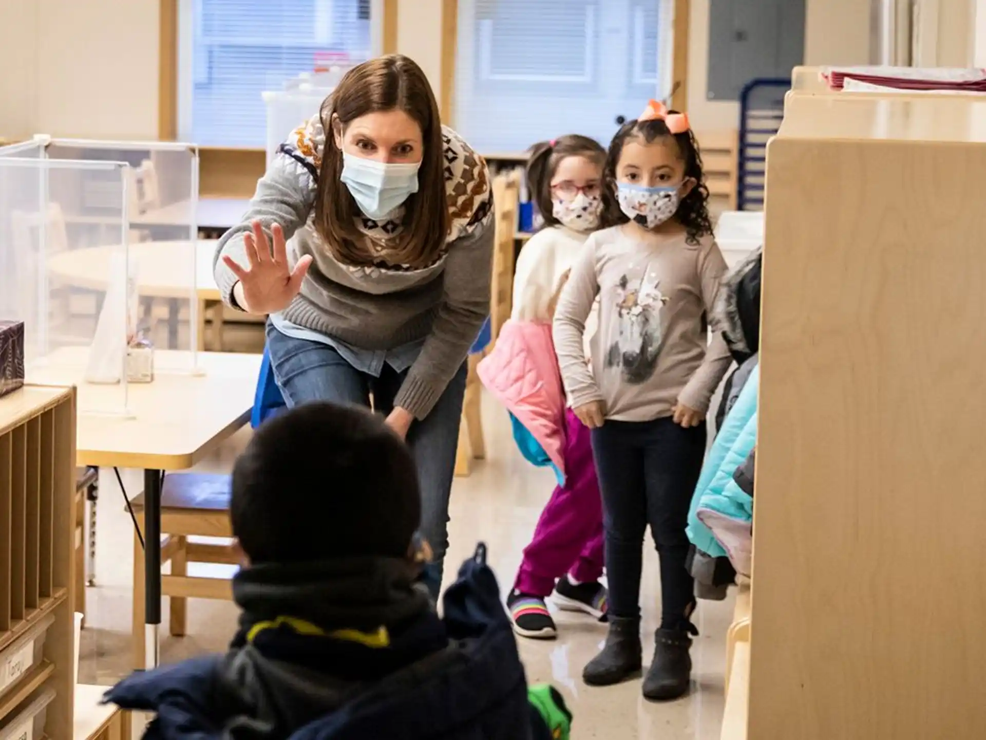 a group of children in a classroom