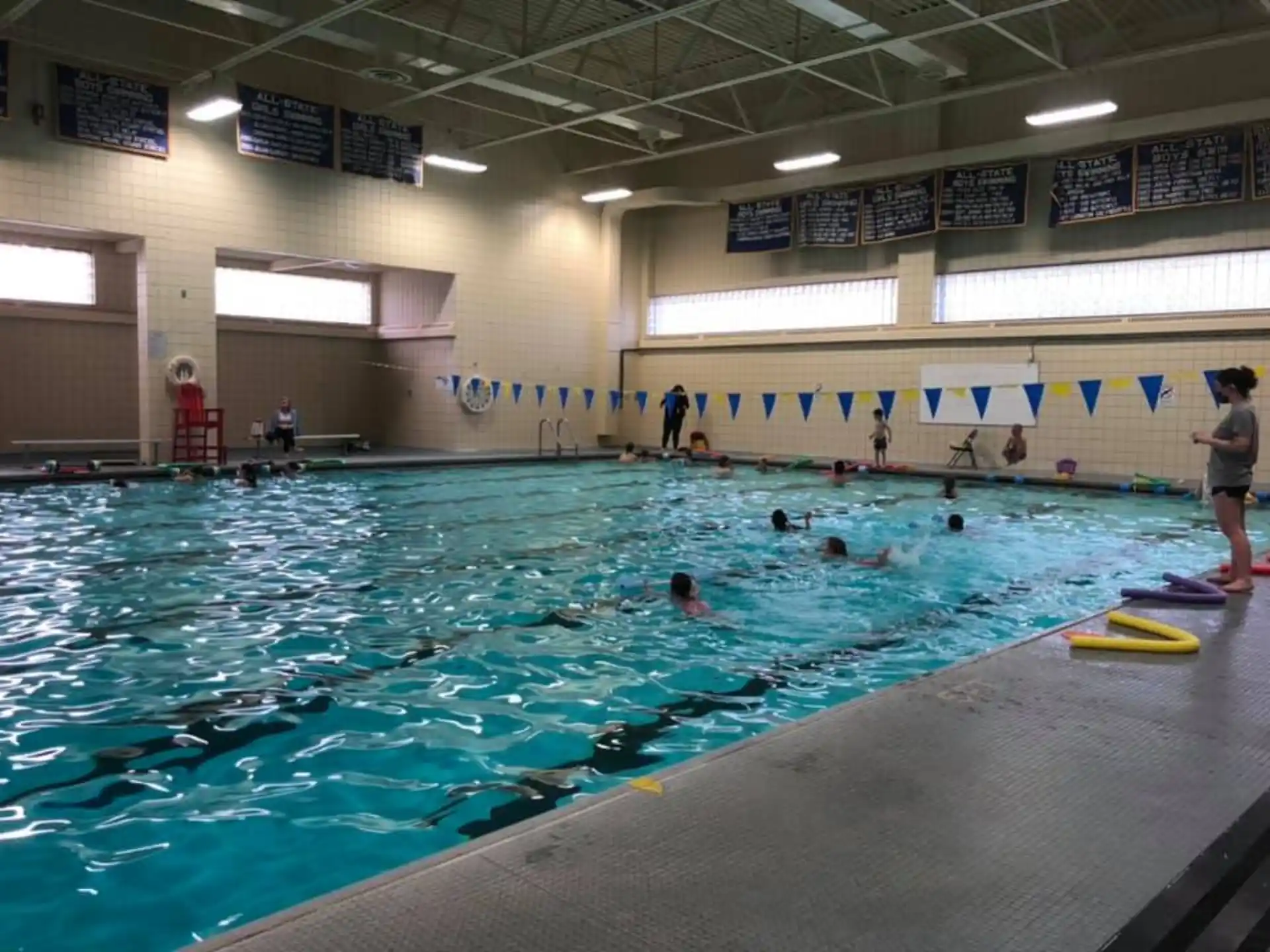 a large indoor swimming pool