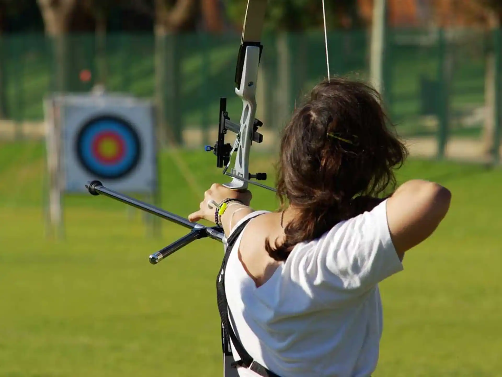a person shooting a bow