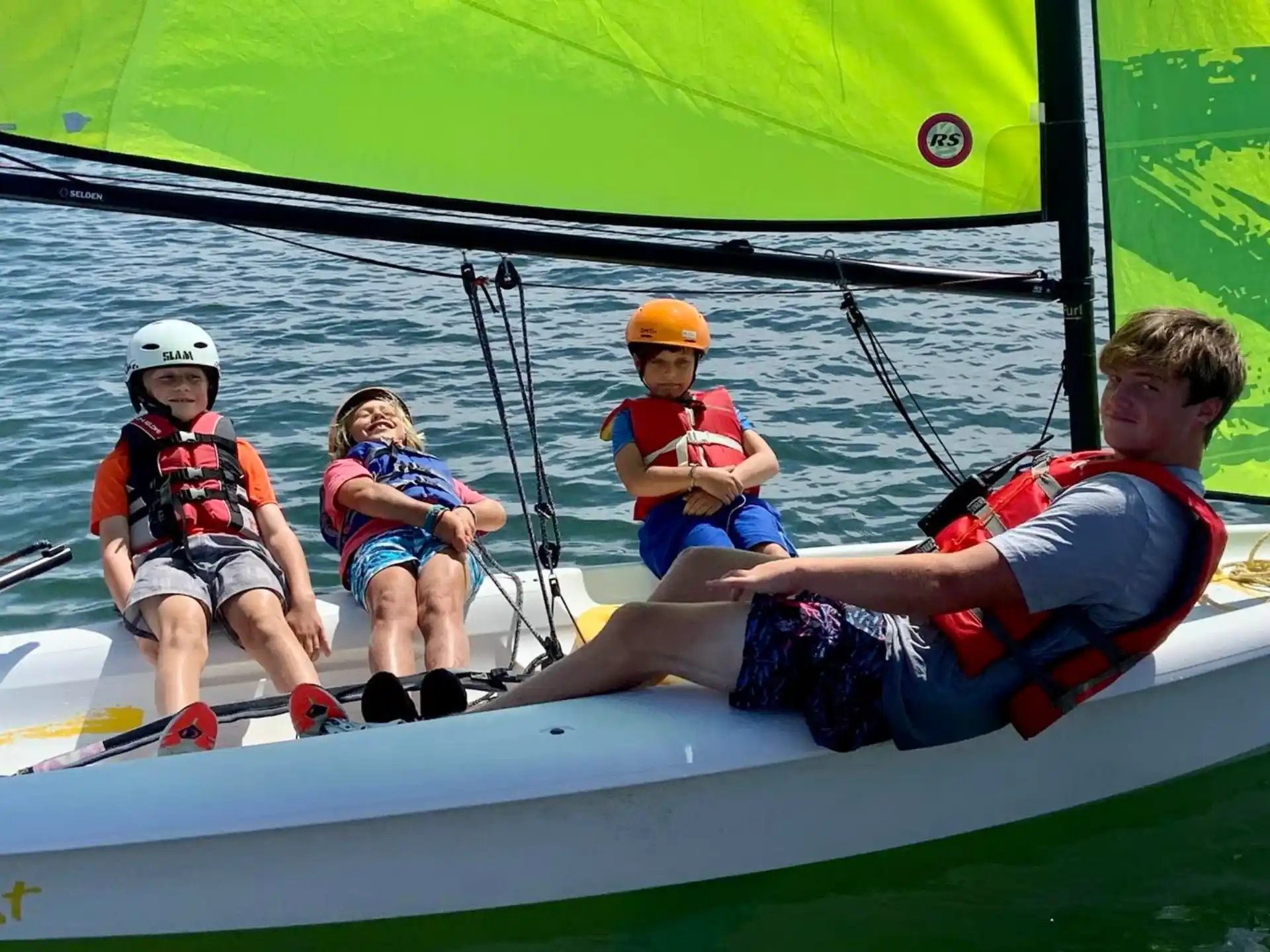 a group of people in a boat