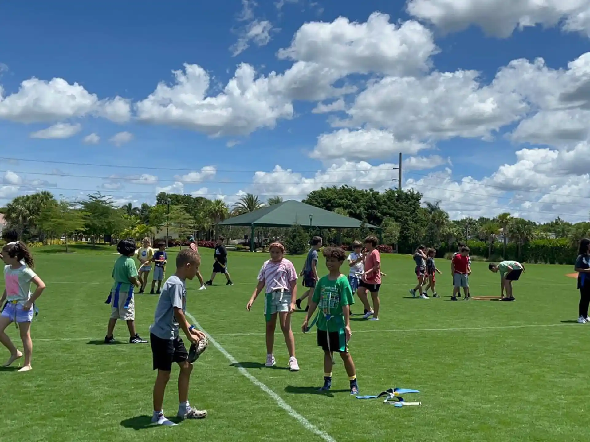 a group of people on a field