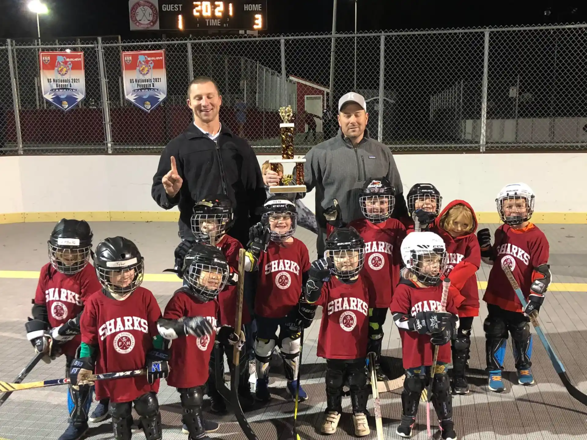 a group of people wearing hockey uniforms