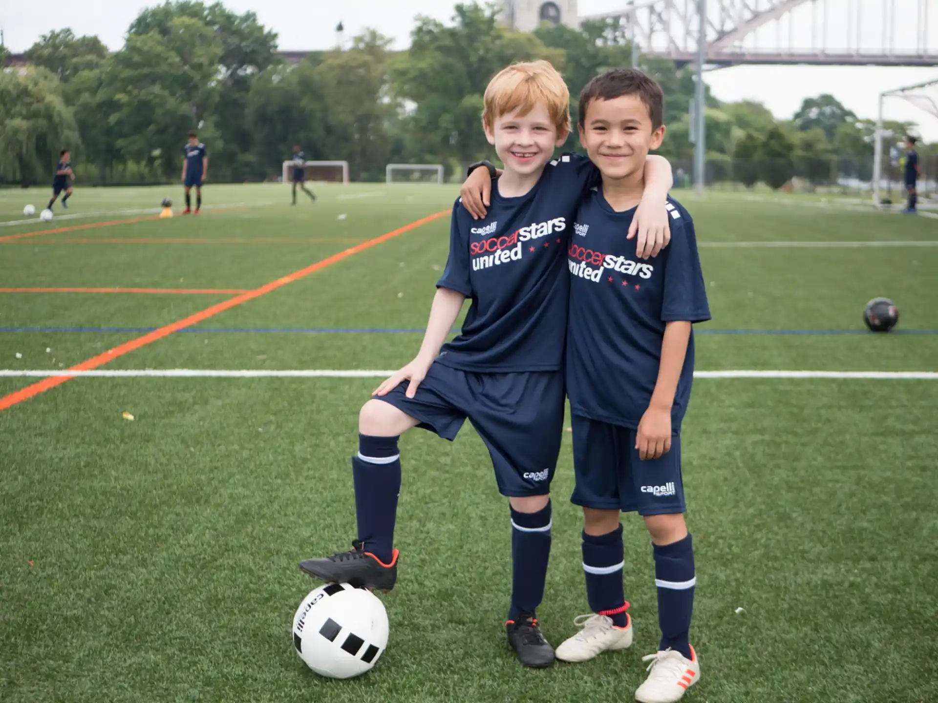 a couple of girls playing football