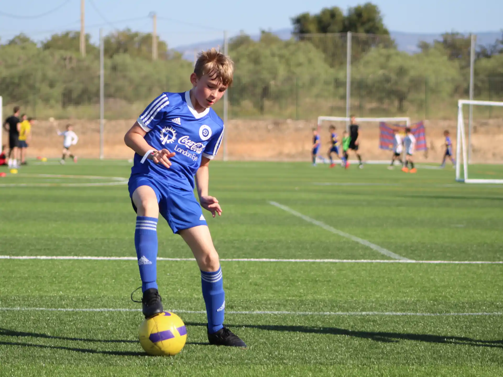 a boy playing football