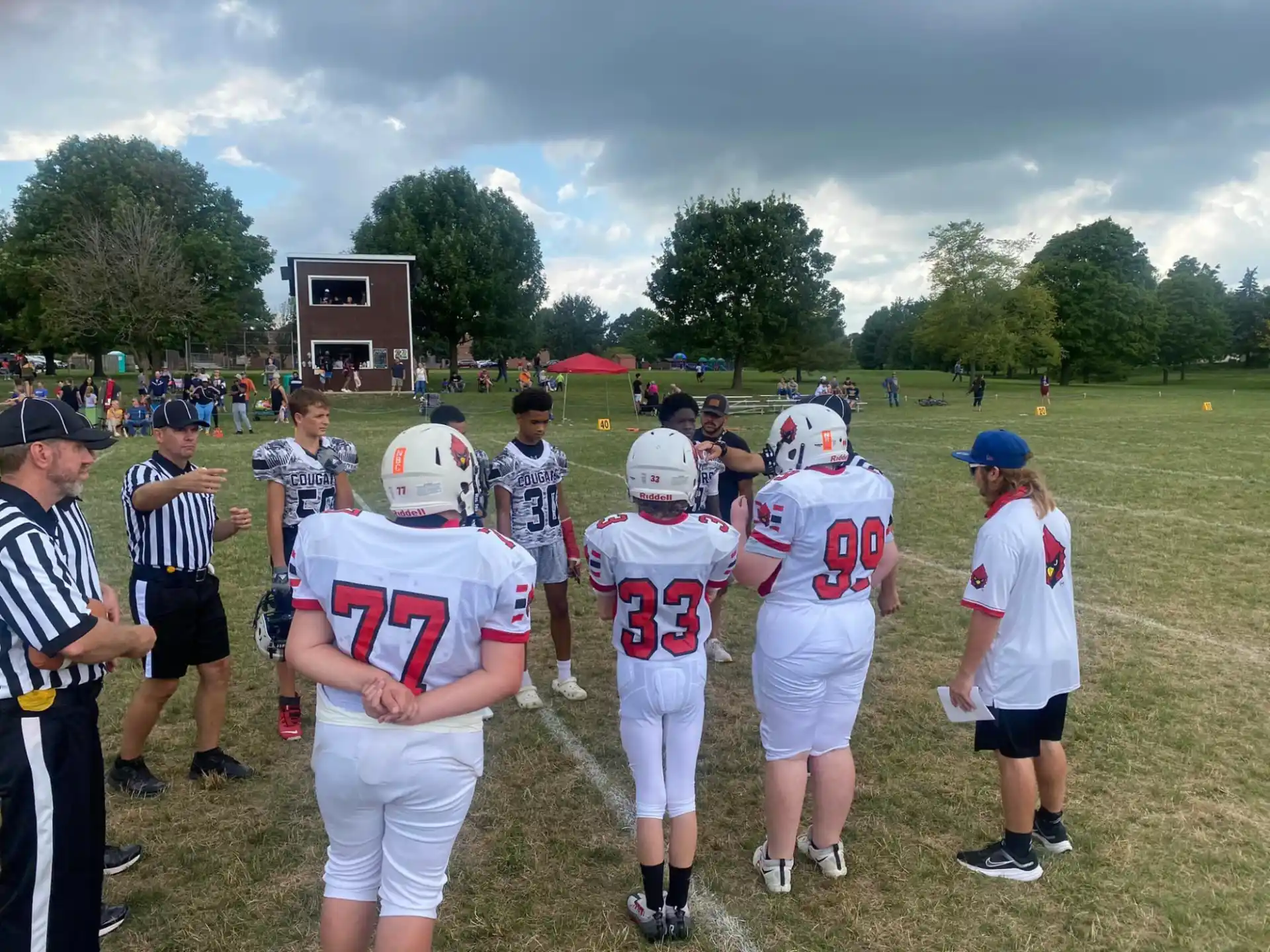 a group of people wearing football gear
