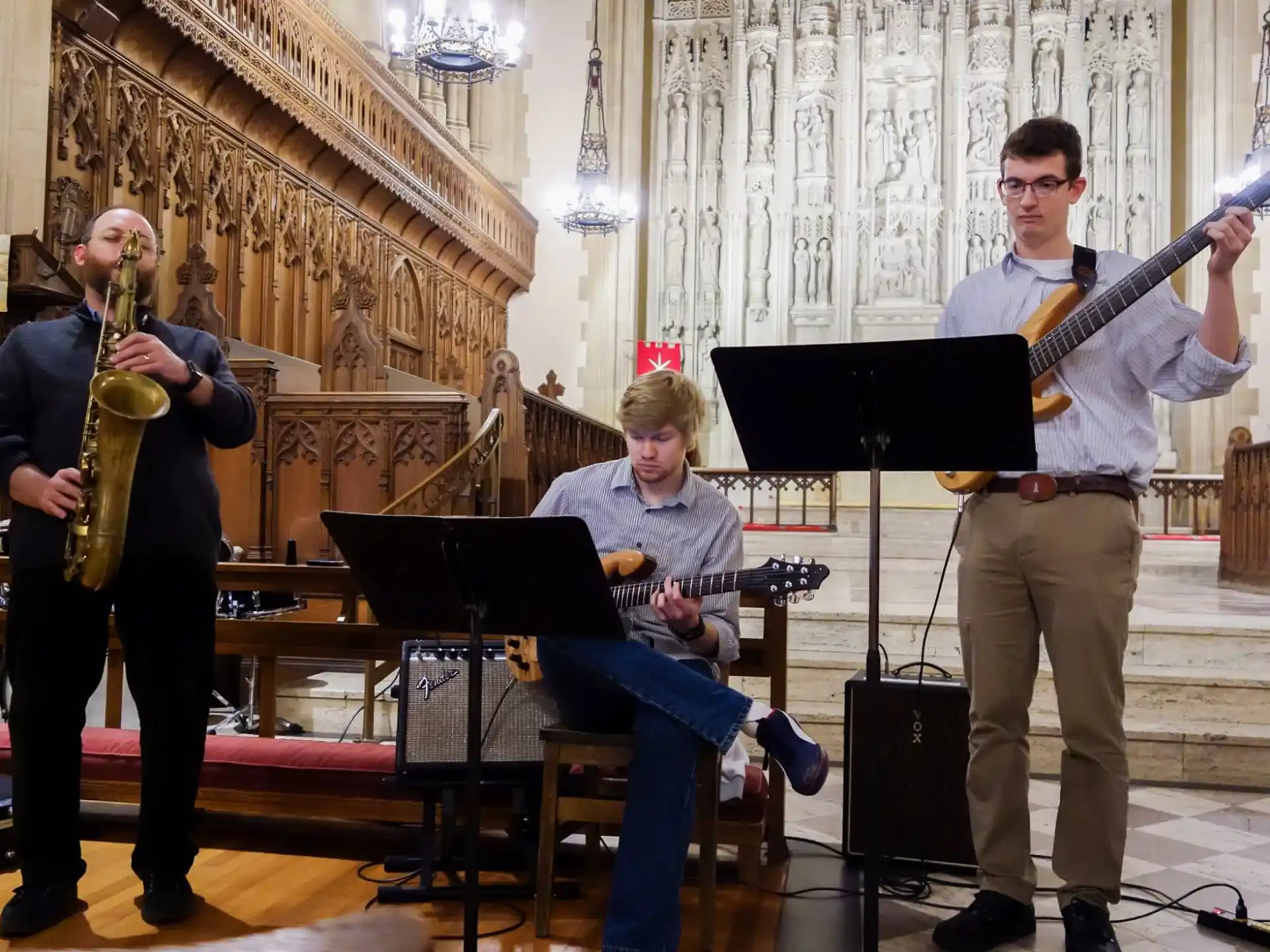a group of people playing instruments