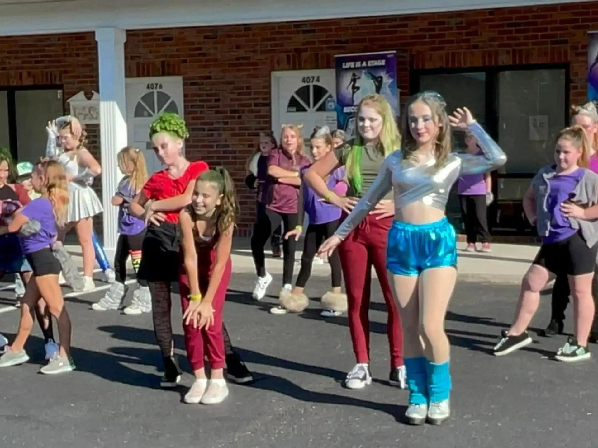 a group of people dancing