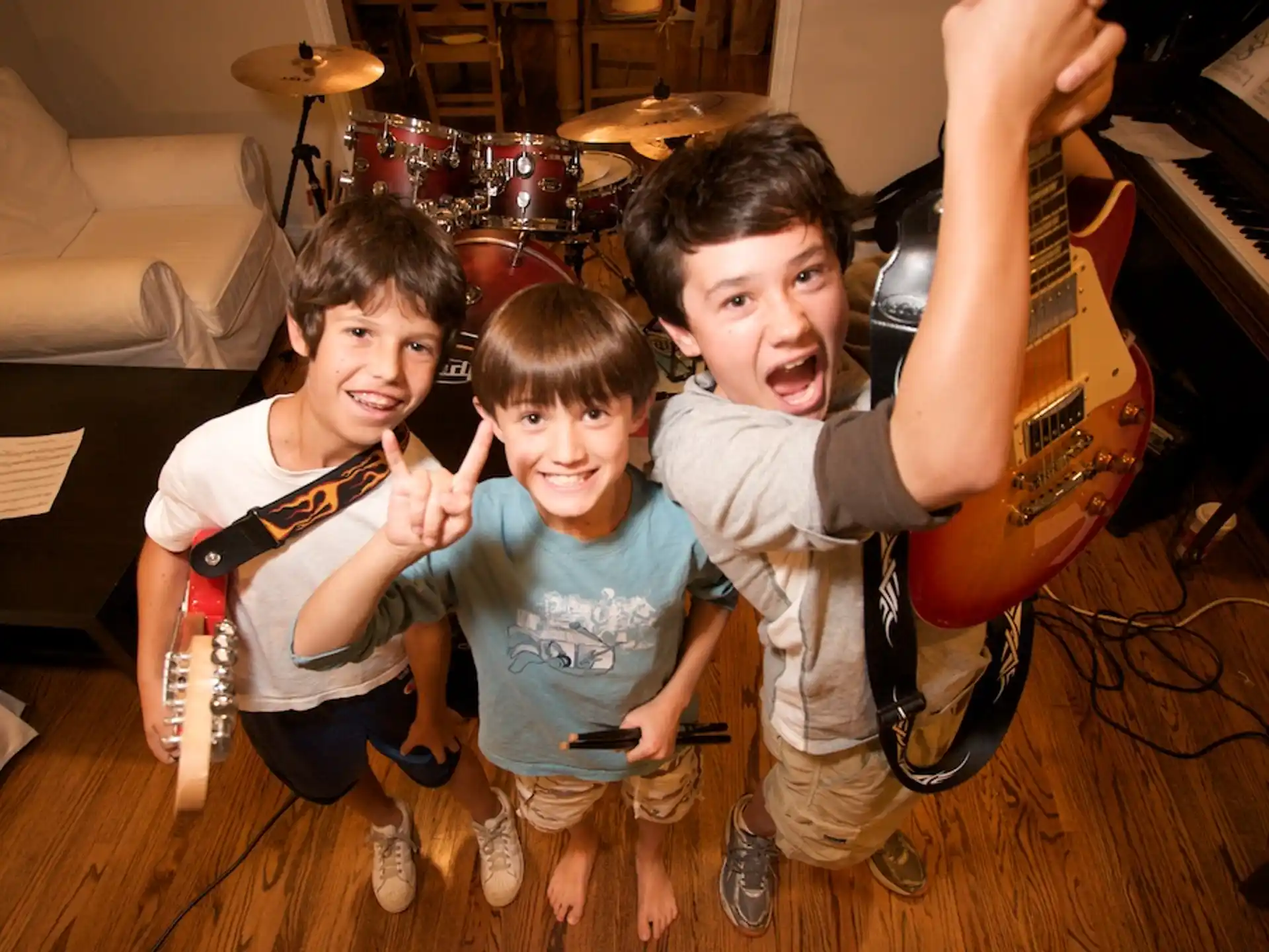 a group of kids posing for a picture