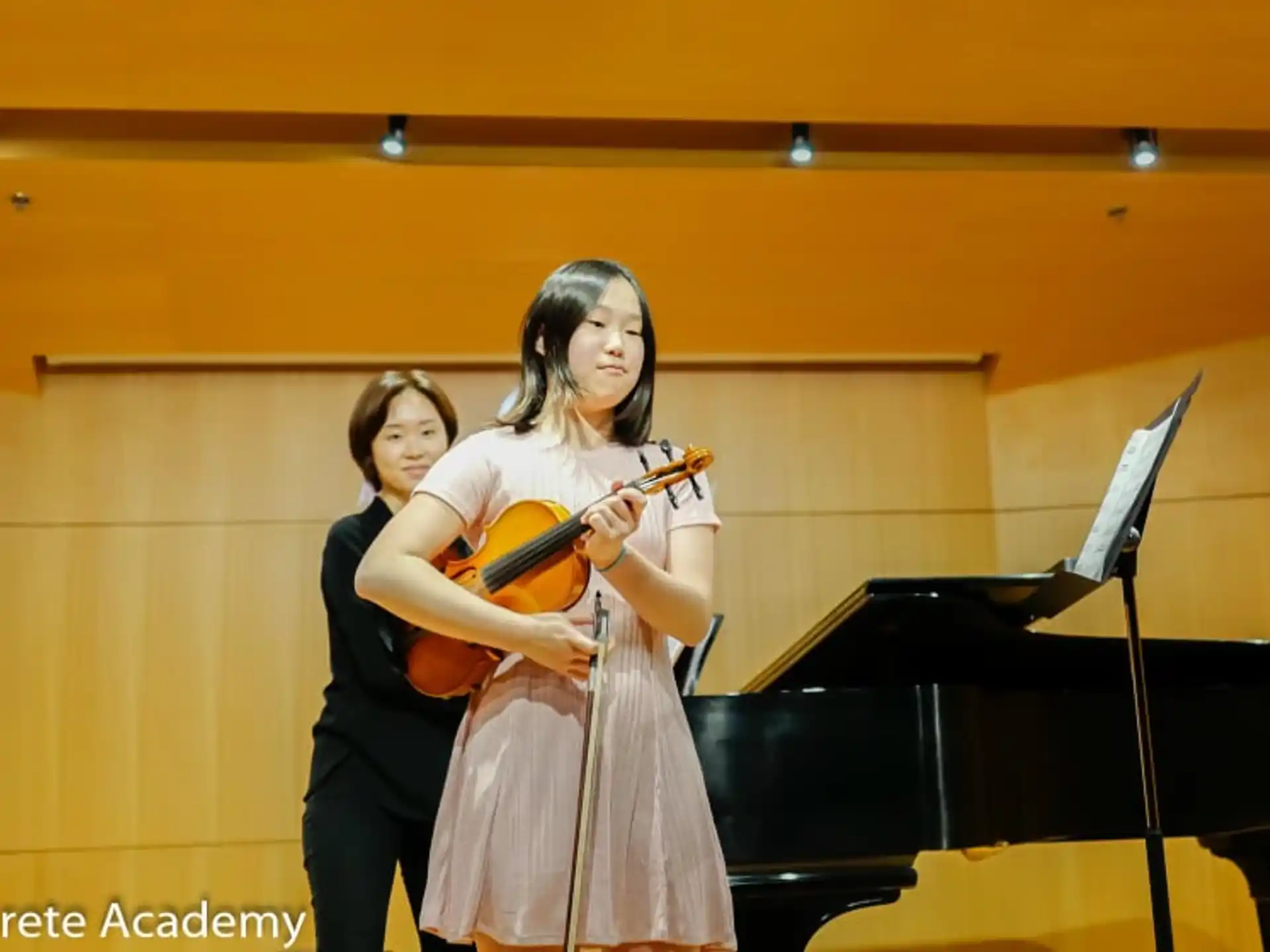 a person playing a violin next to a person playing a piano