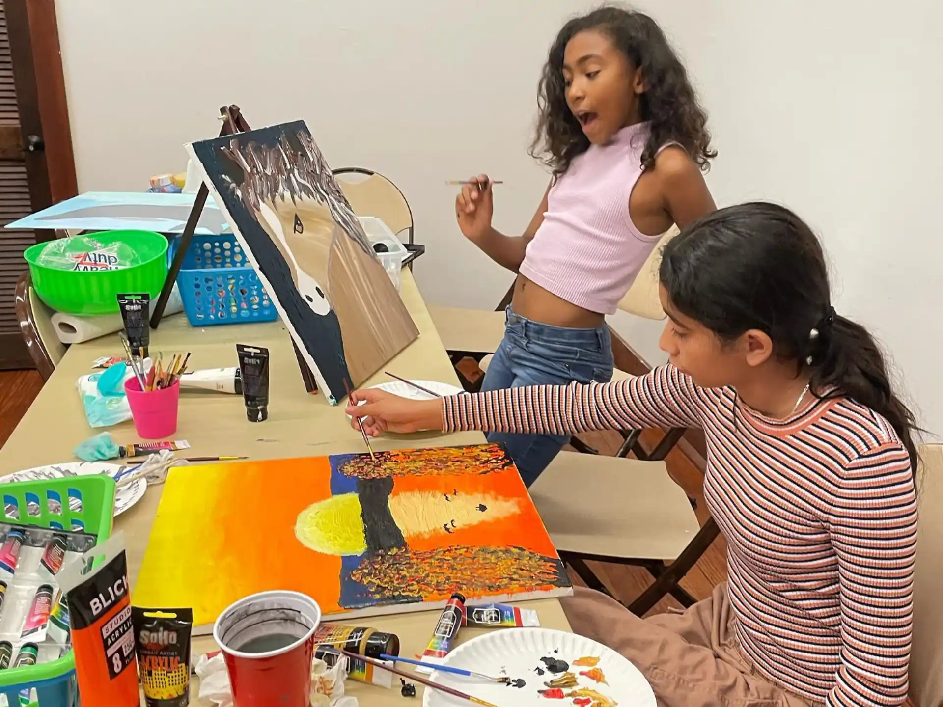 a person painting a picture