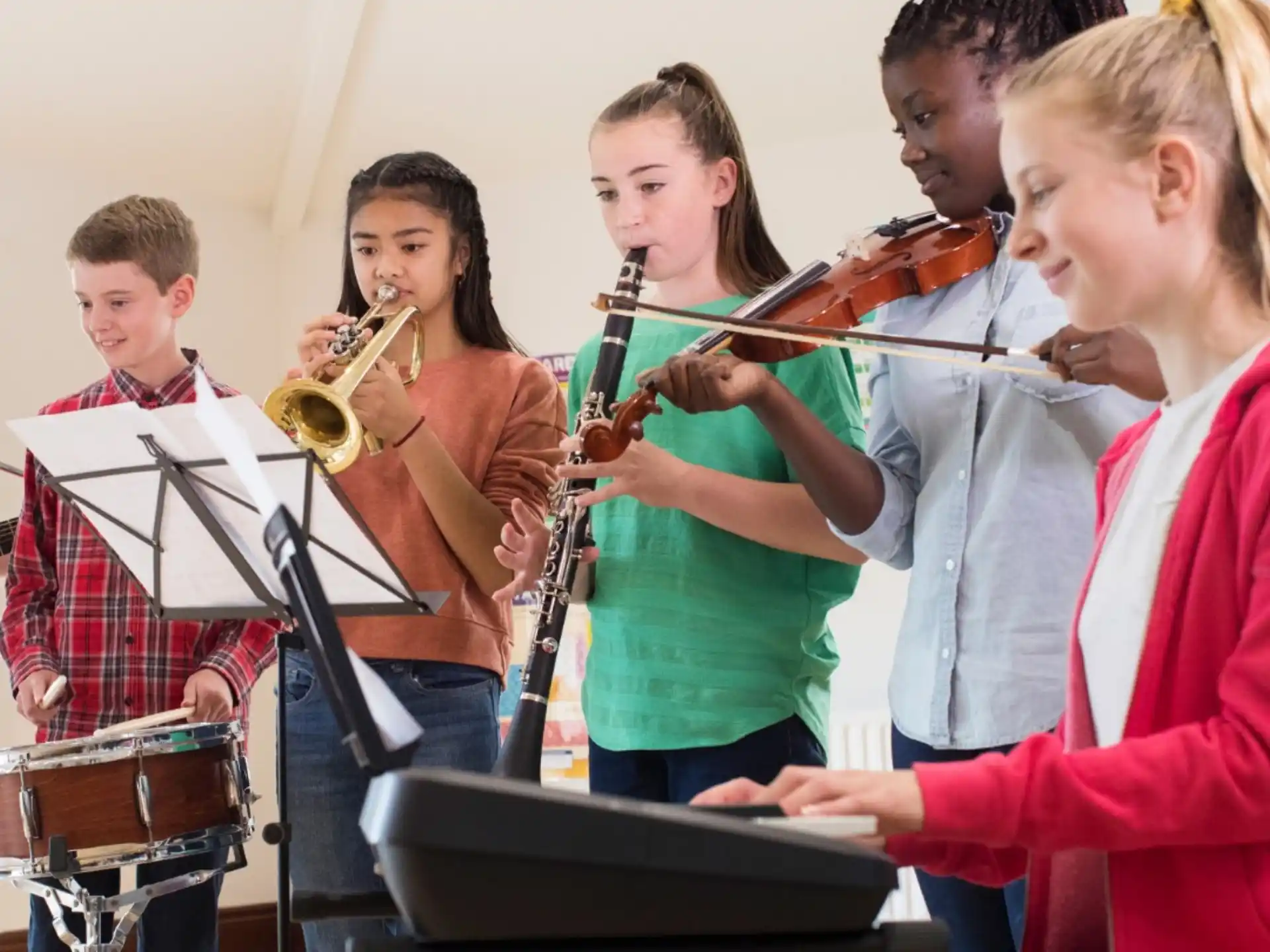 a group of people playing instruments