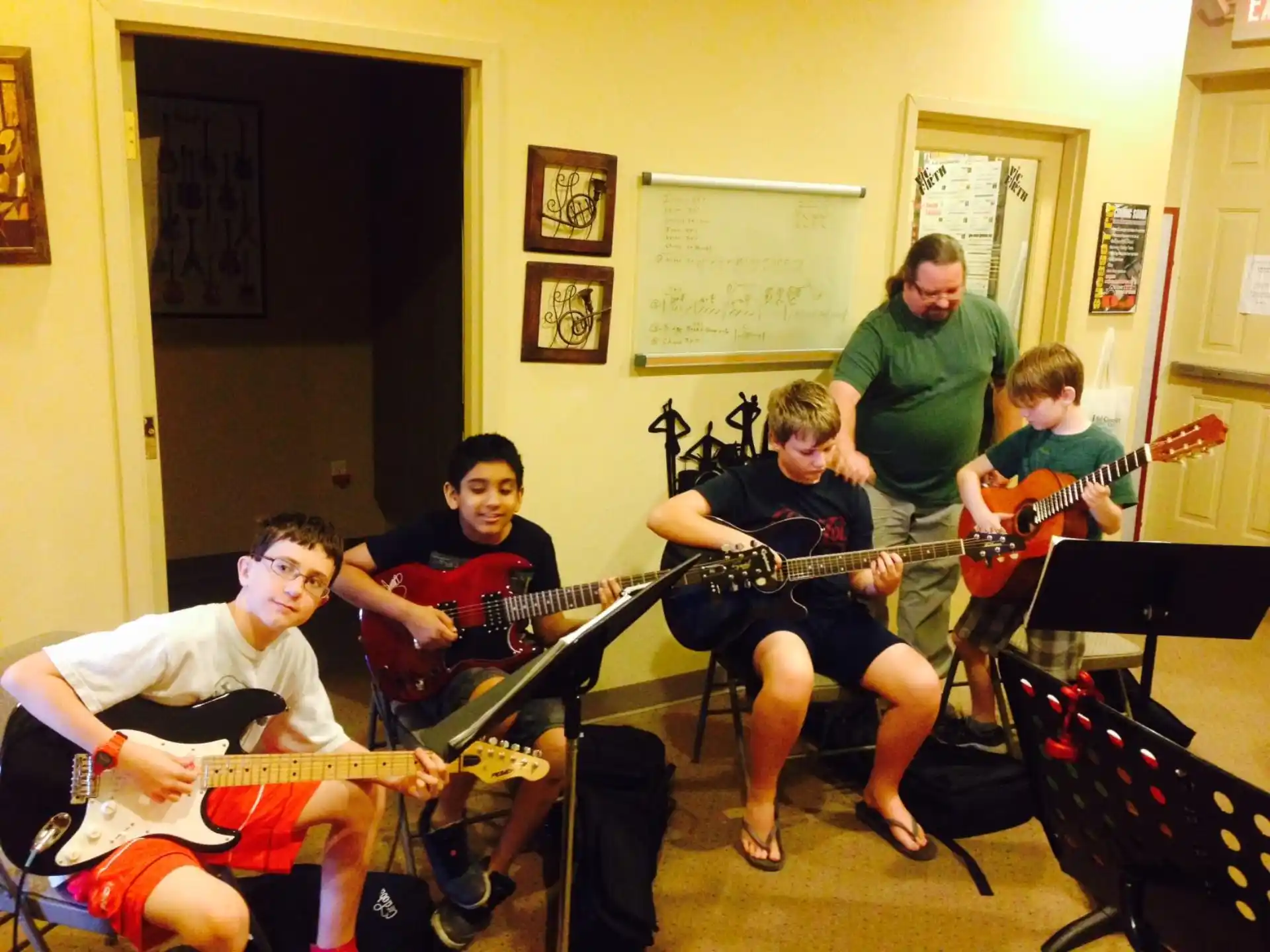 a group of people playing instruments