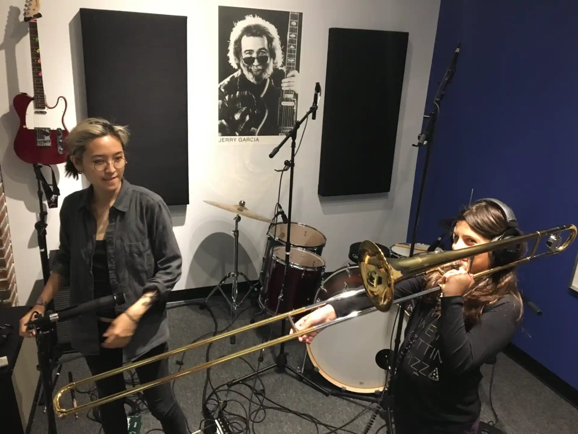 a group of people playing instruments
