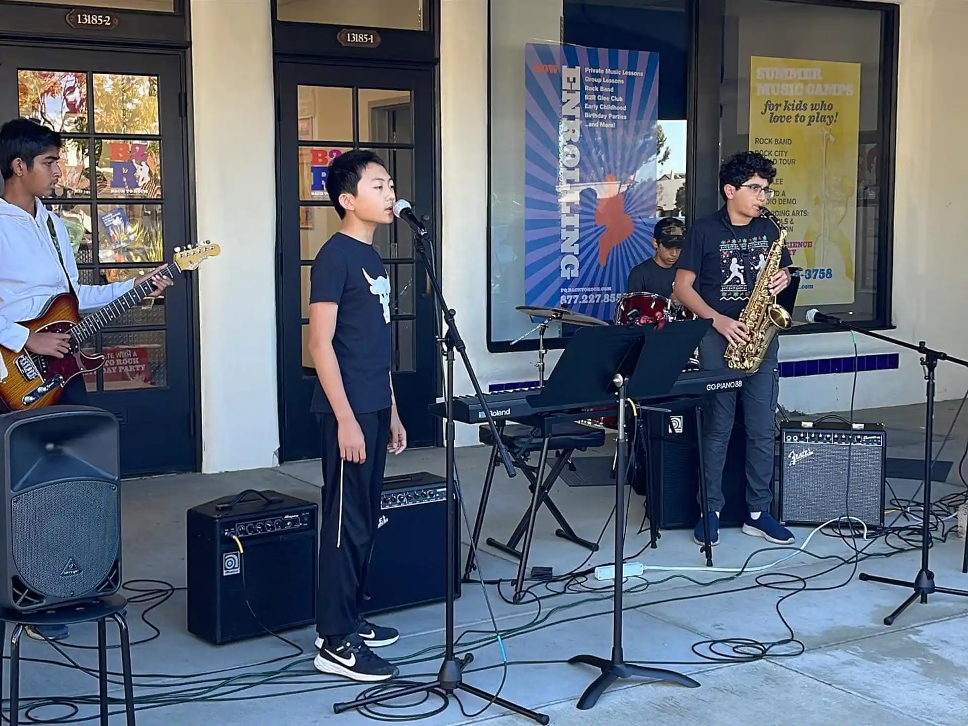 a group of people playing instruments