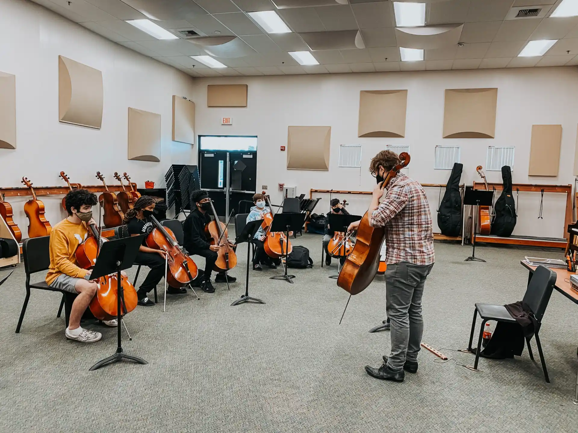 a group of people playing instruments