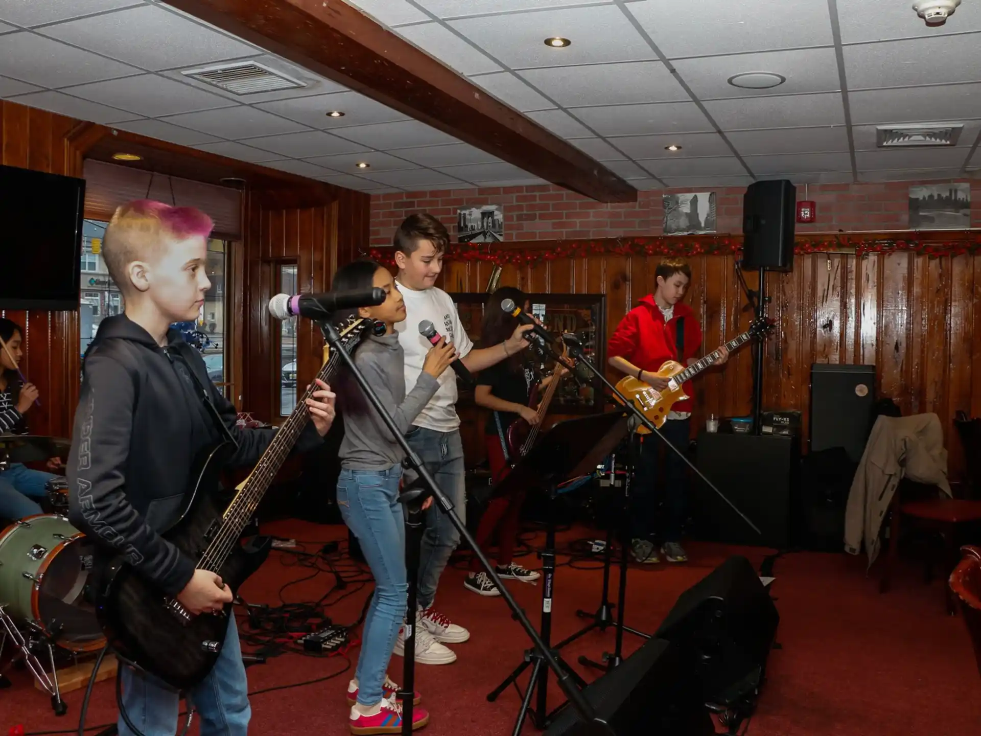 a group of people playing instruments