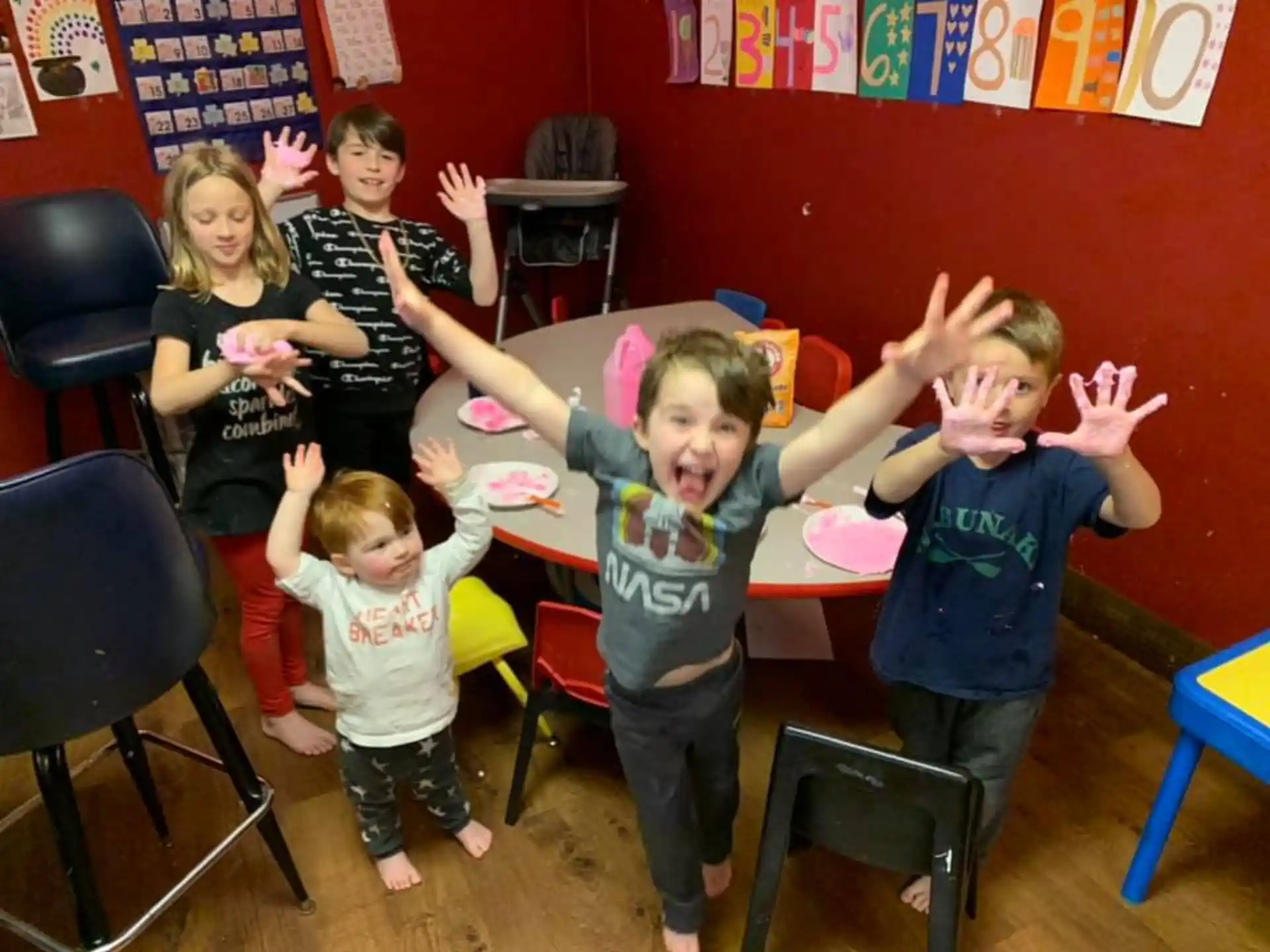 a group of children in a classroom