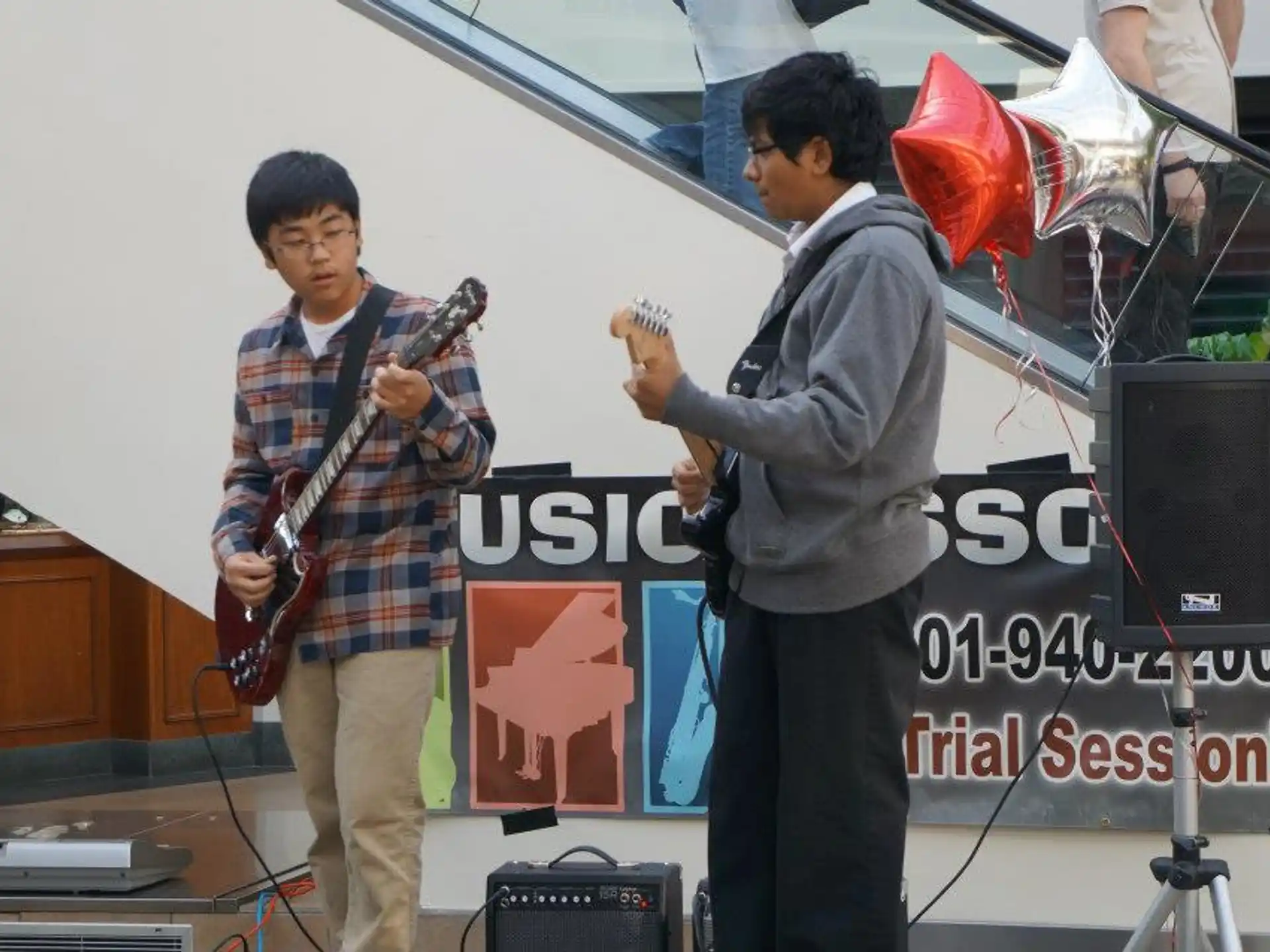 a couple of men playing instruments